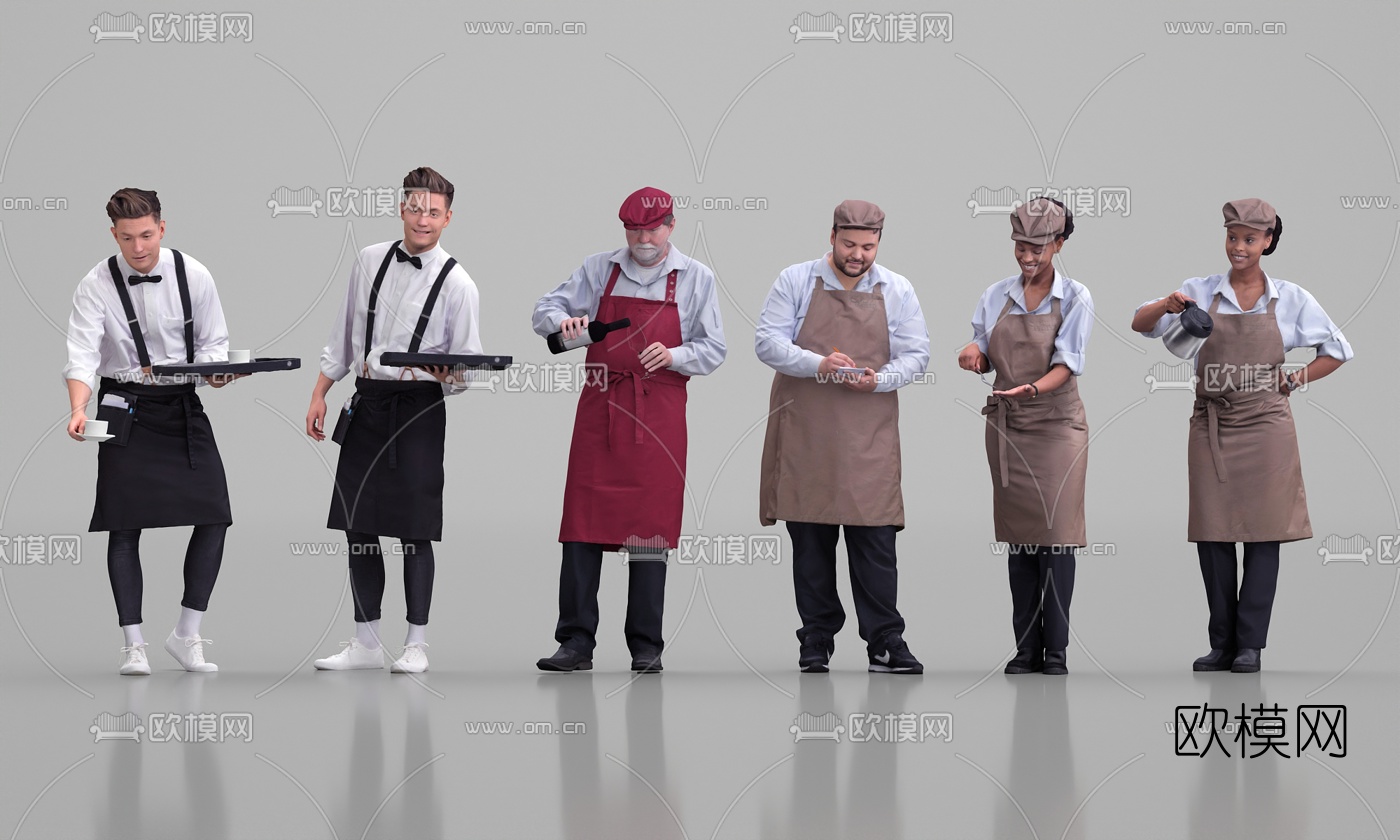 欧式服务生人物3d模型下载