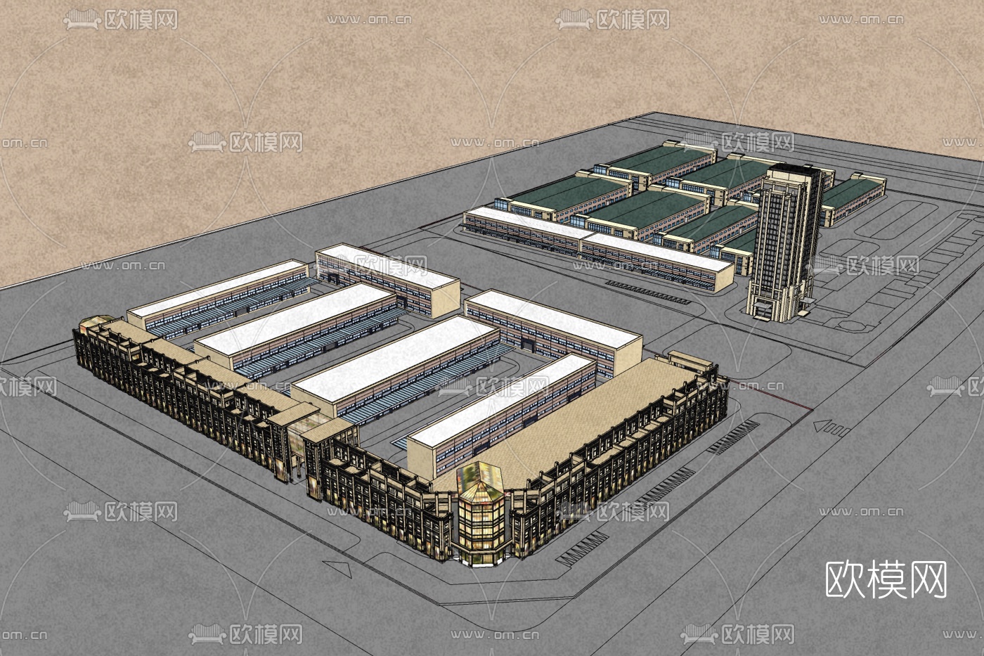 欧式商业街免费su模型下载