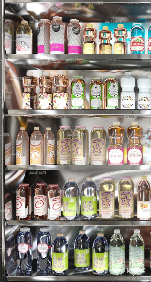 现代苏打水饮料展柜3d模型下载（渲染图2）