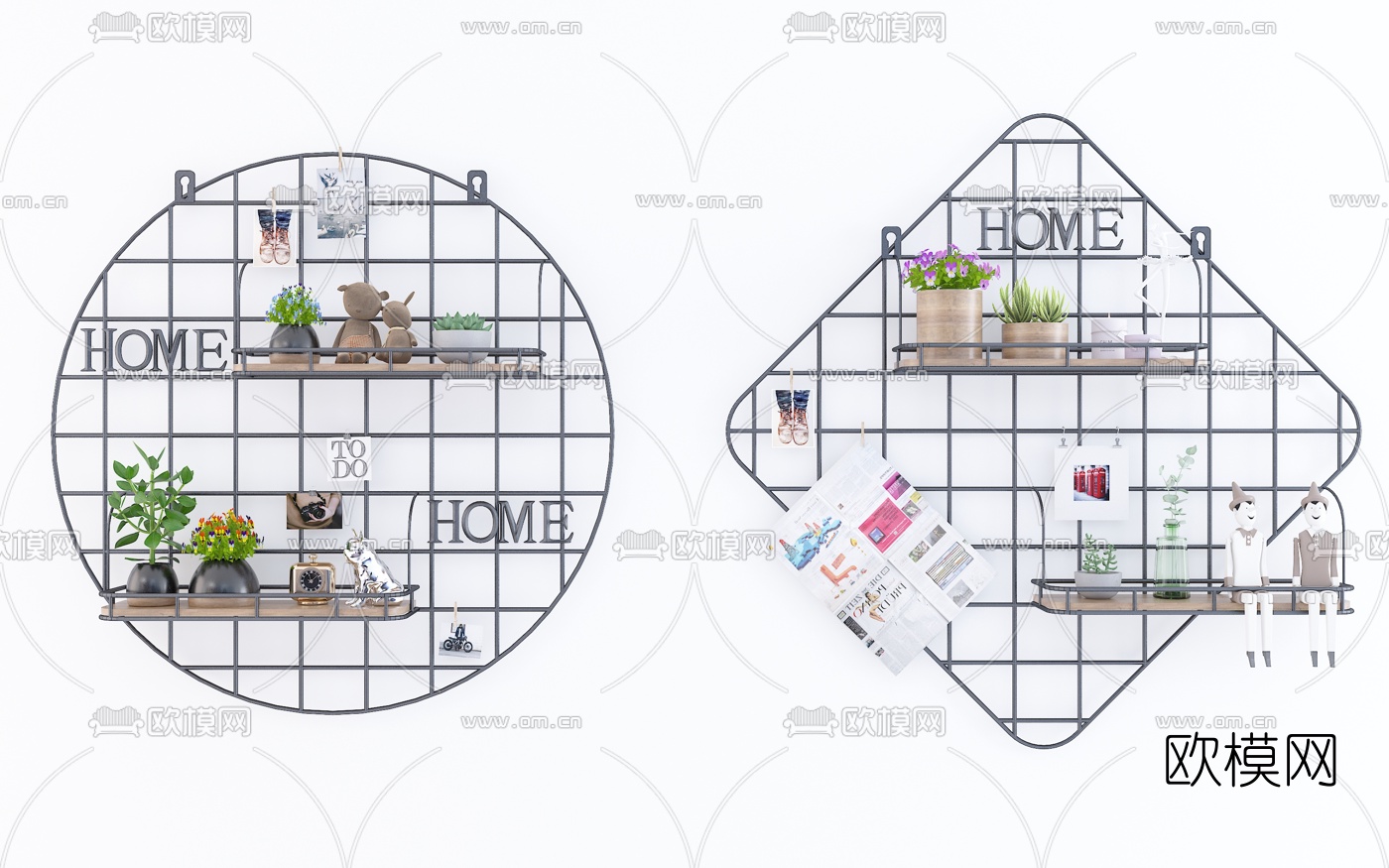北欧铁艺壁架3d模型