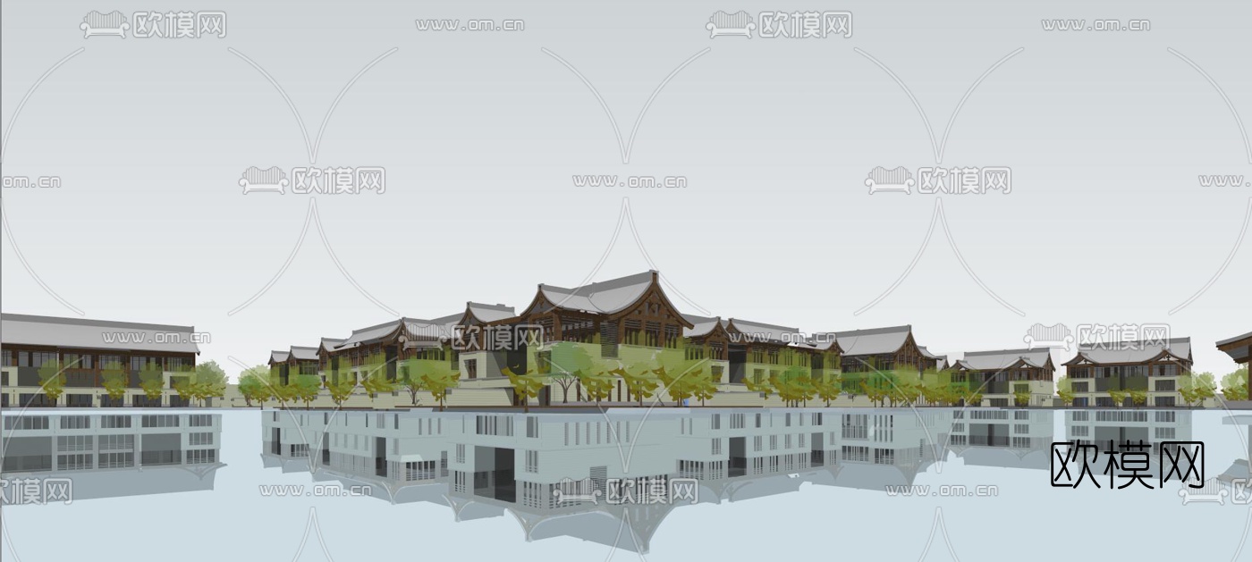 中式四合院别墅su模型