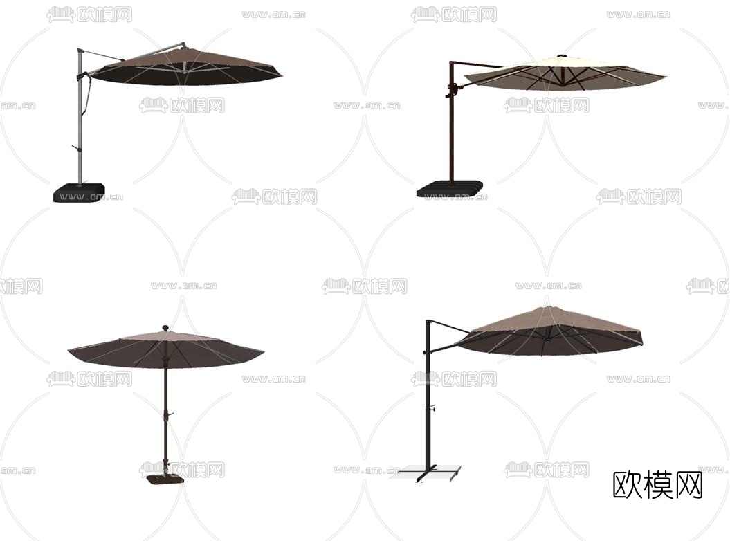 现代遮阳伞组合su模型下载
