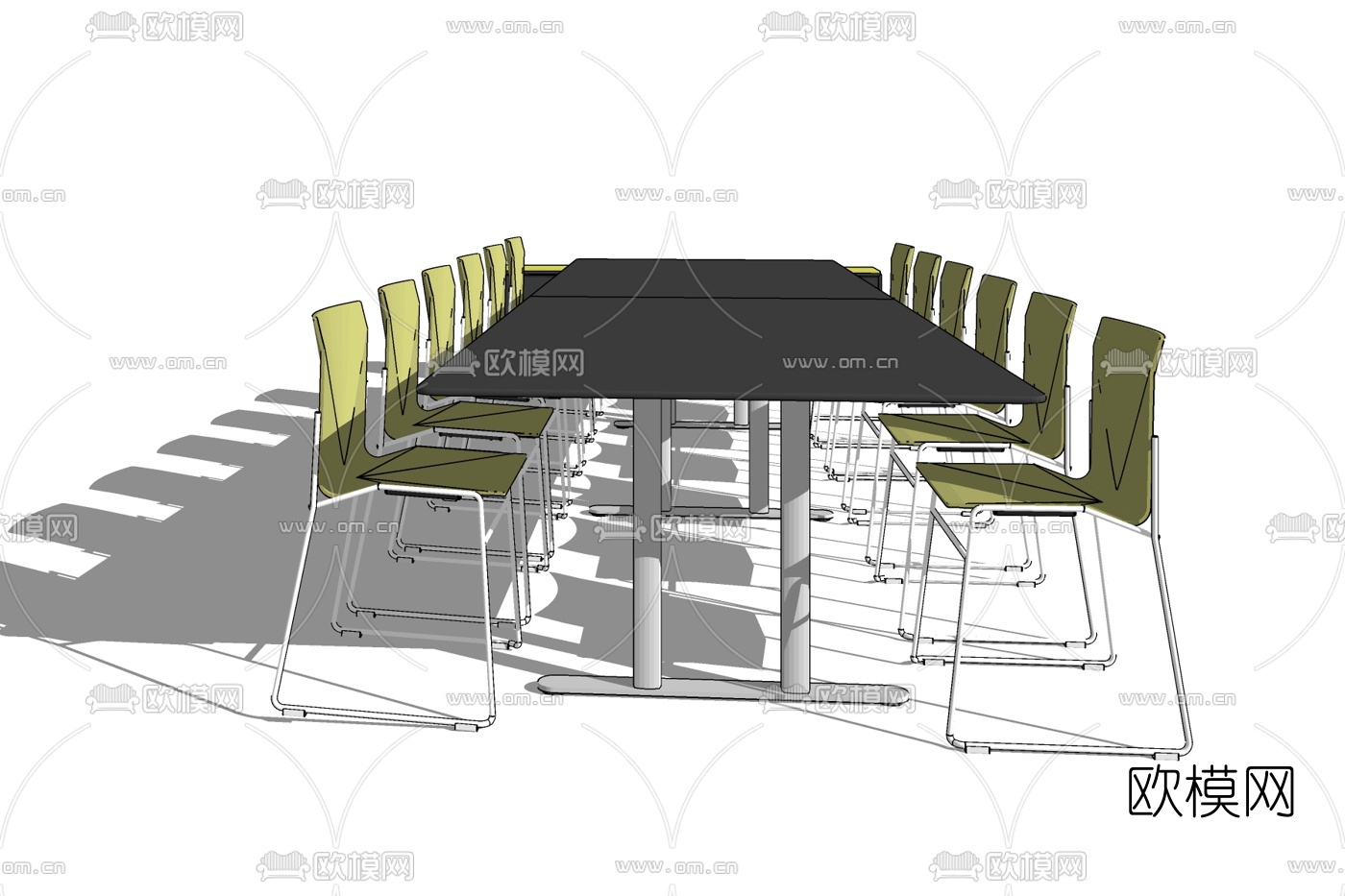 现代实木餐桌椅免费su模型下载