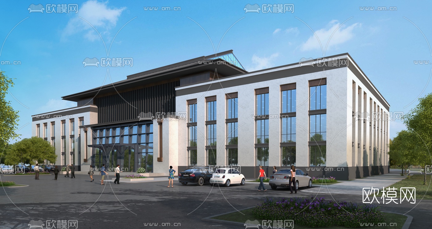新中式多层办公楼3d模型