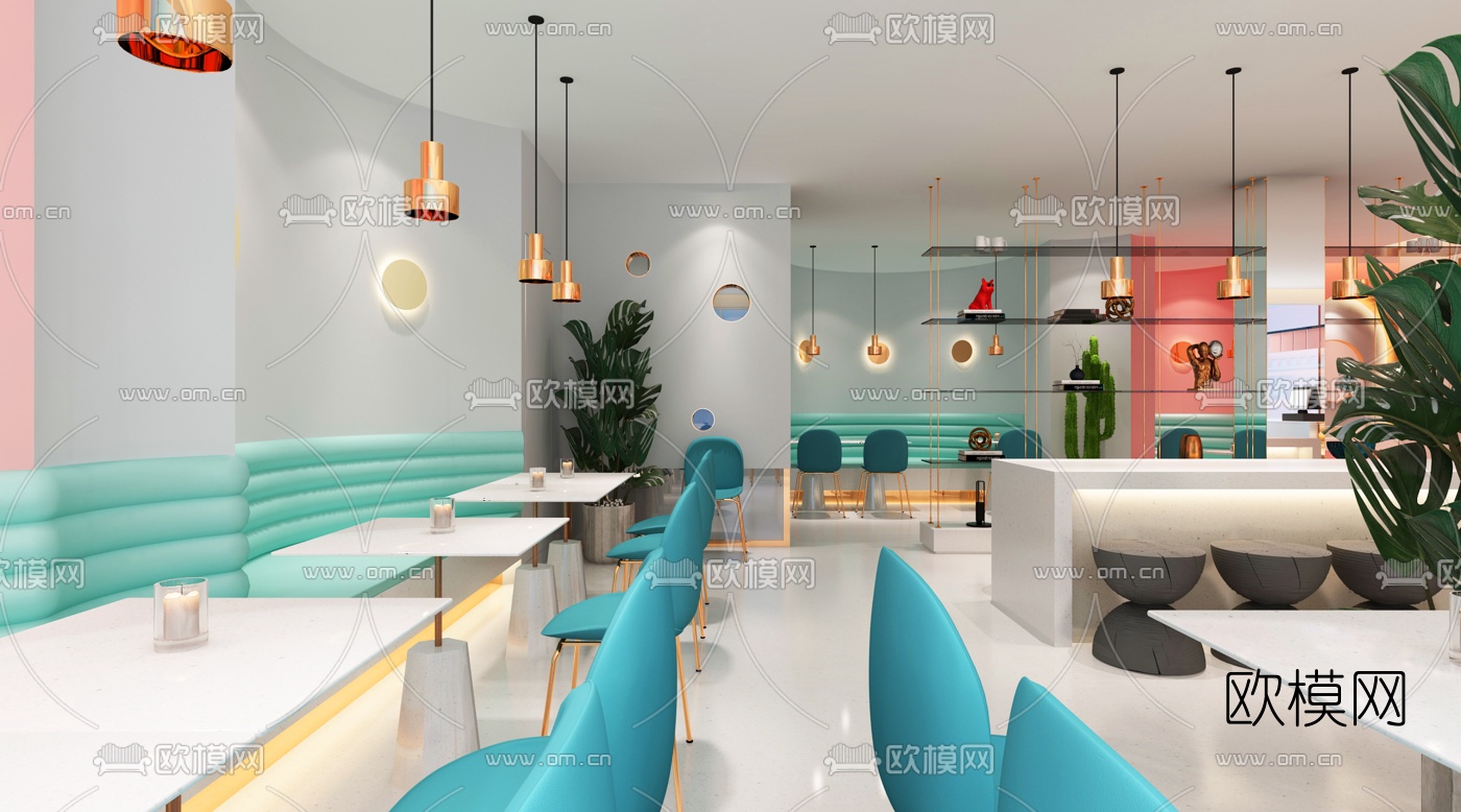 现代网红咖啡店3d模型