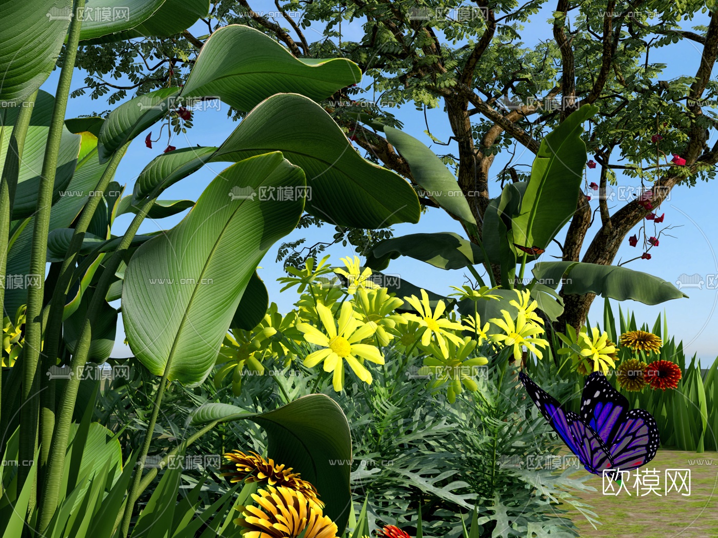 现代绿植花草3d模型