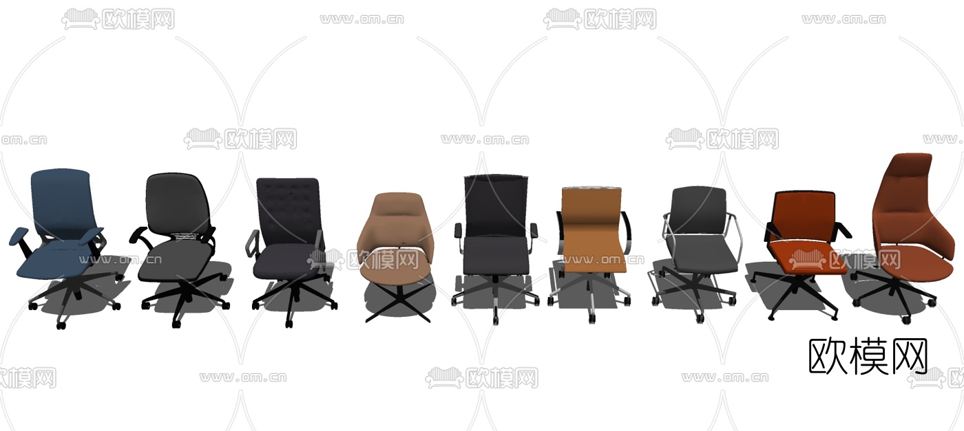 现代办公转椅职员椅su模型下载（渲染图2）