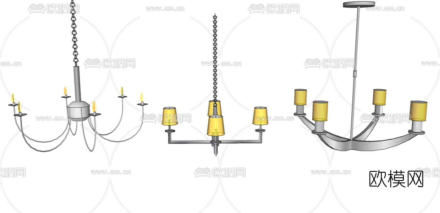 现代金属烛台灯su模型