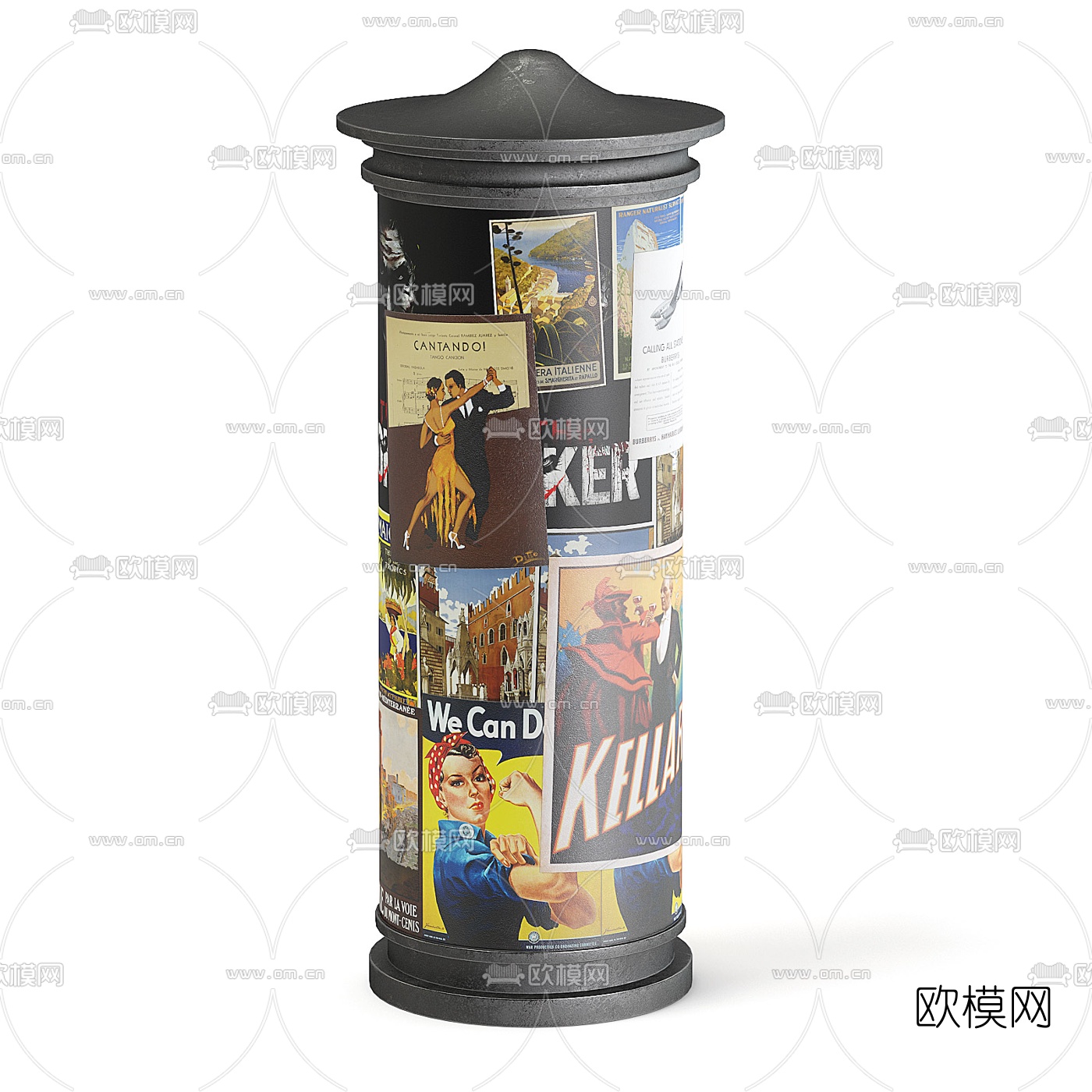 现代铁艺路灯邮筒3d模型下载（渲染图5）