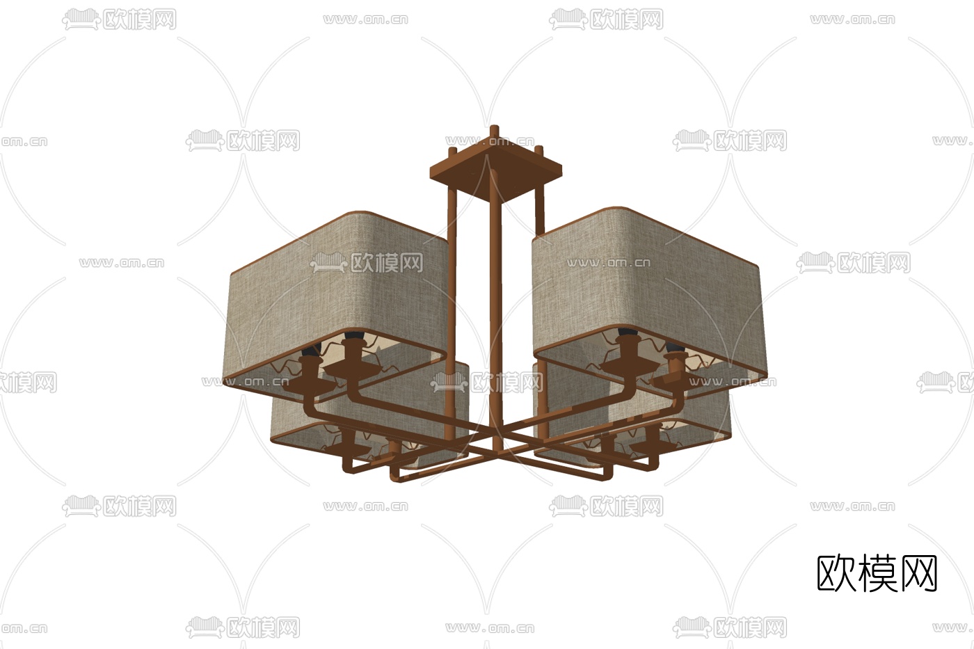 中式多头吊灯免费su模型下载