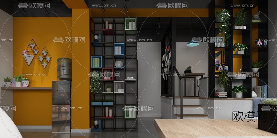 工业风工作室办公区3d模型下载(渲染图5)