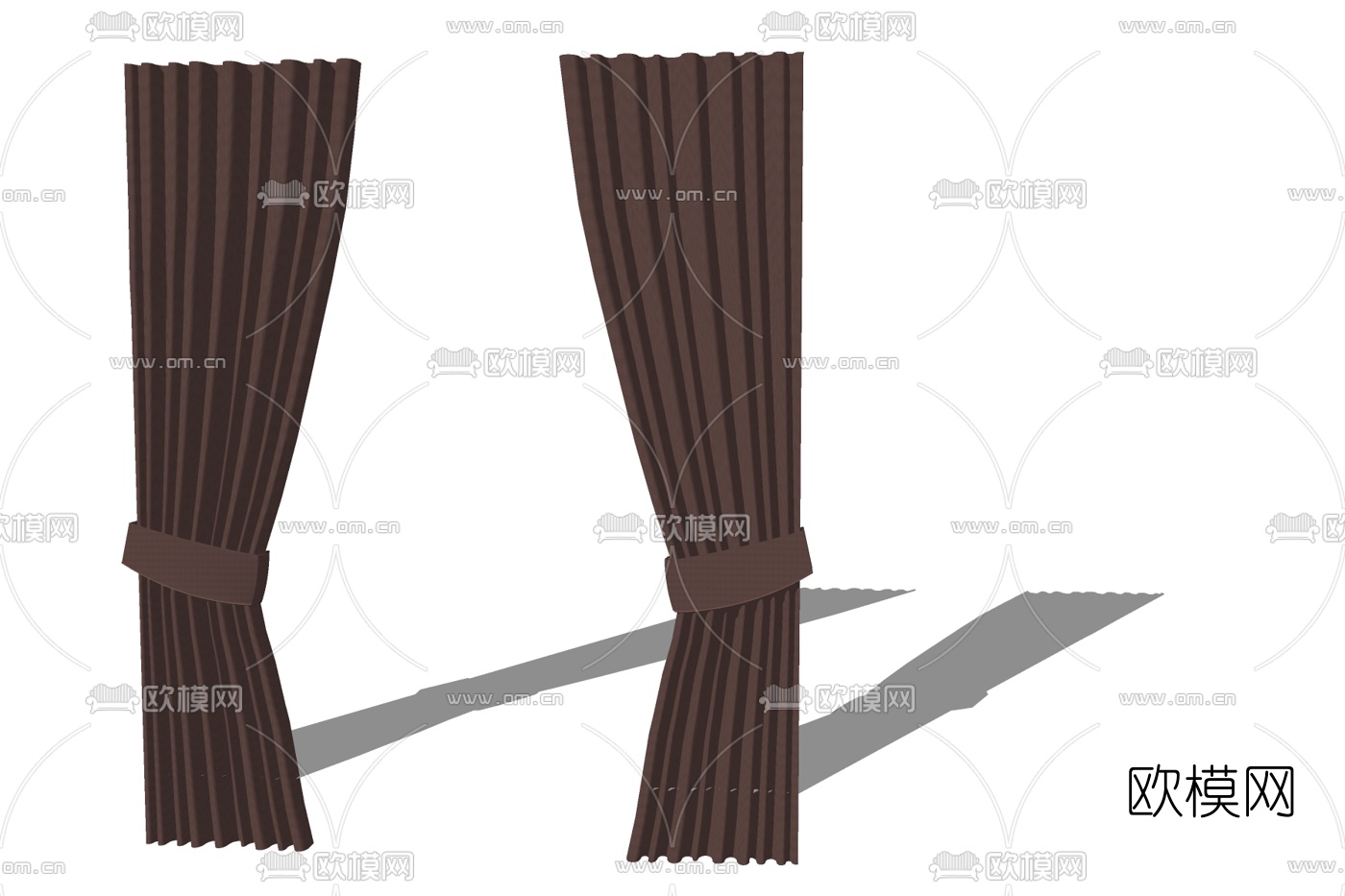 现代布艺窗帘免费su模型下载