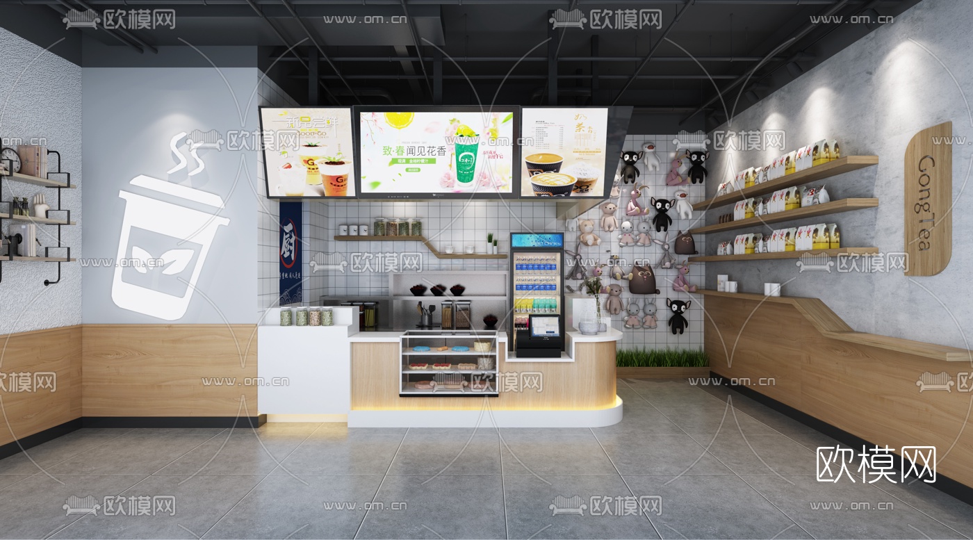 现代奶茶店3d模型