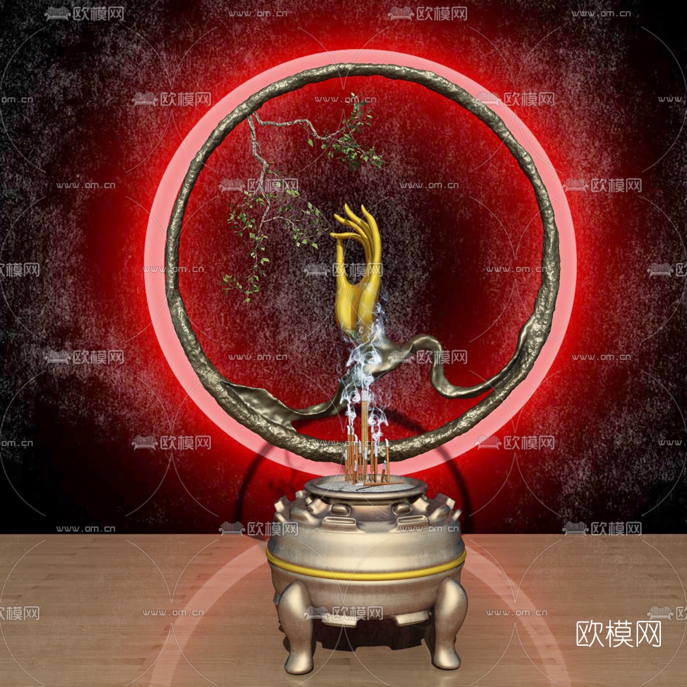 新中式香炉雕塑3d模型