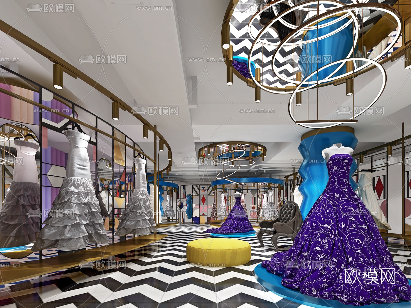 现代轻奢婚纱店3d模型