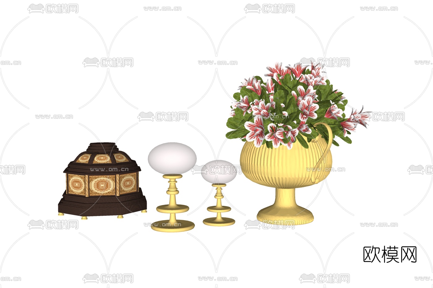 欧式金属花钵摆件免费su模型下载