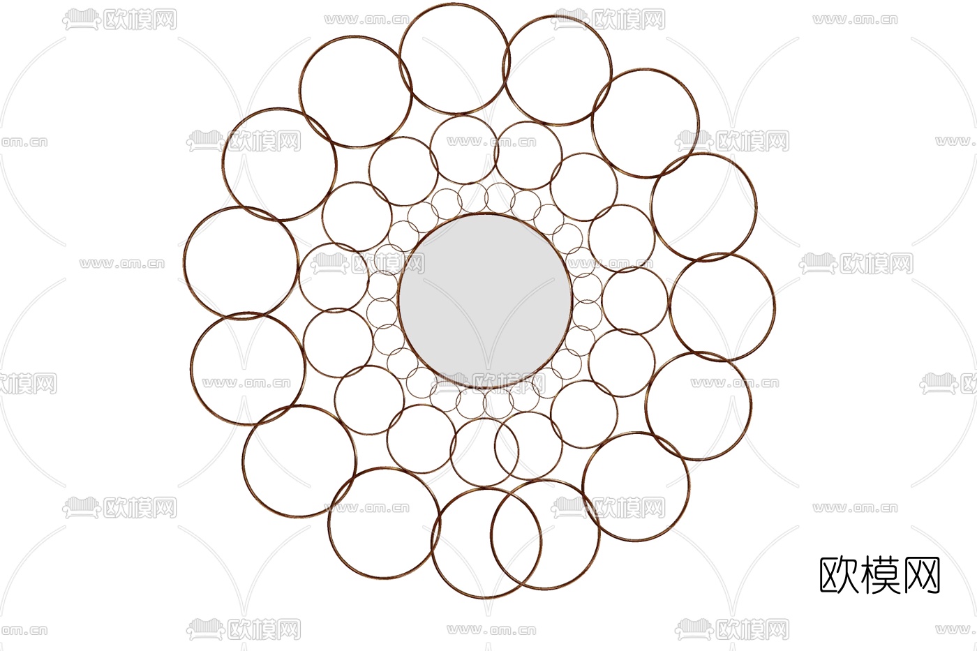 现代圆形装饰镜免费su模型下载