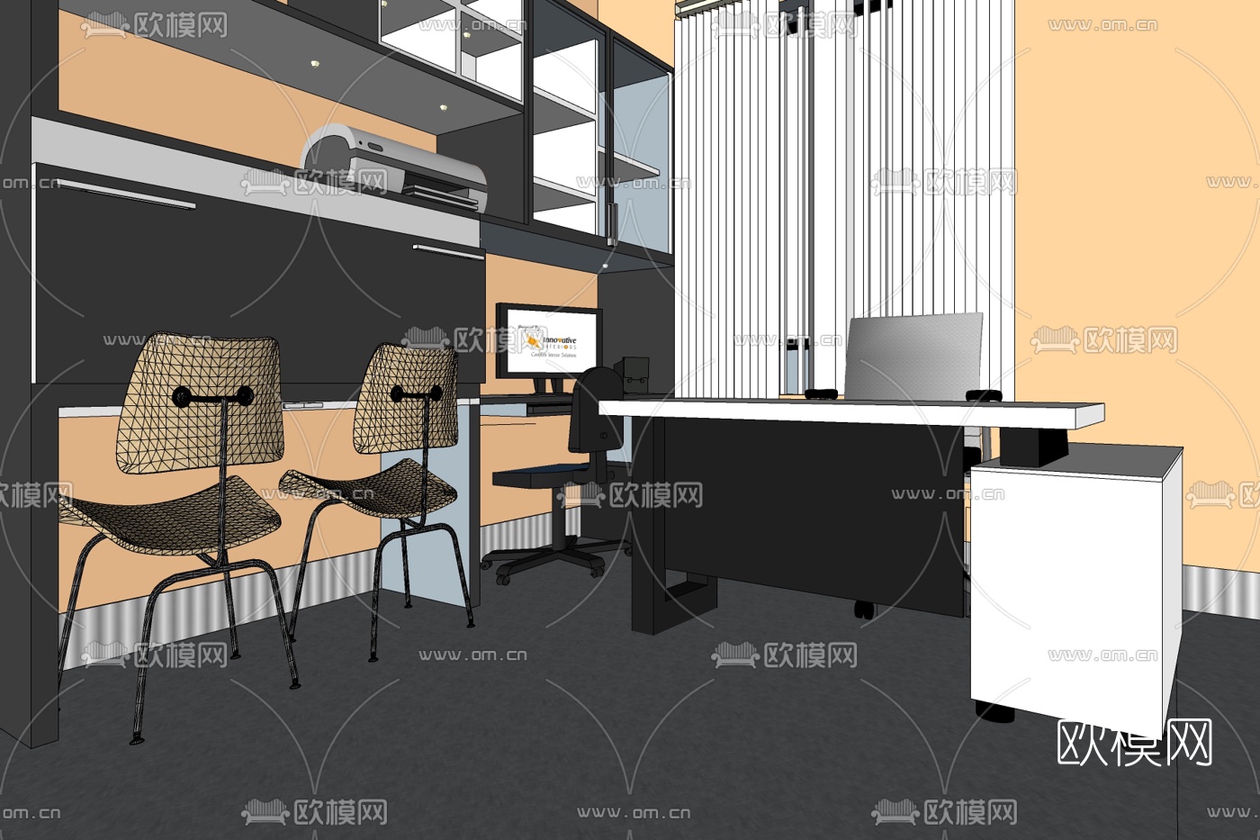 现代总经理办公室免费su模型下载