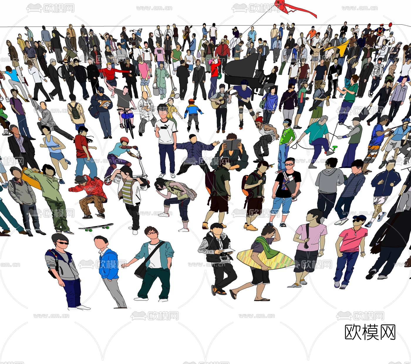 现代人物免费su模型下载