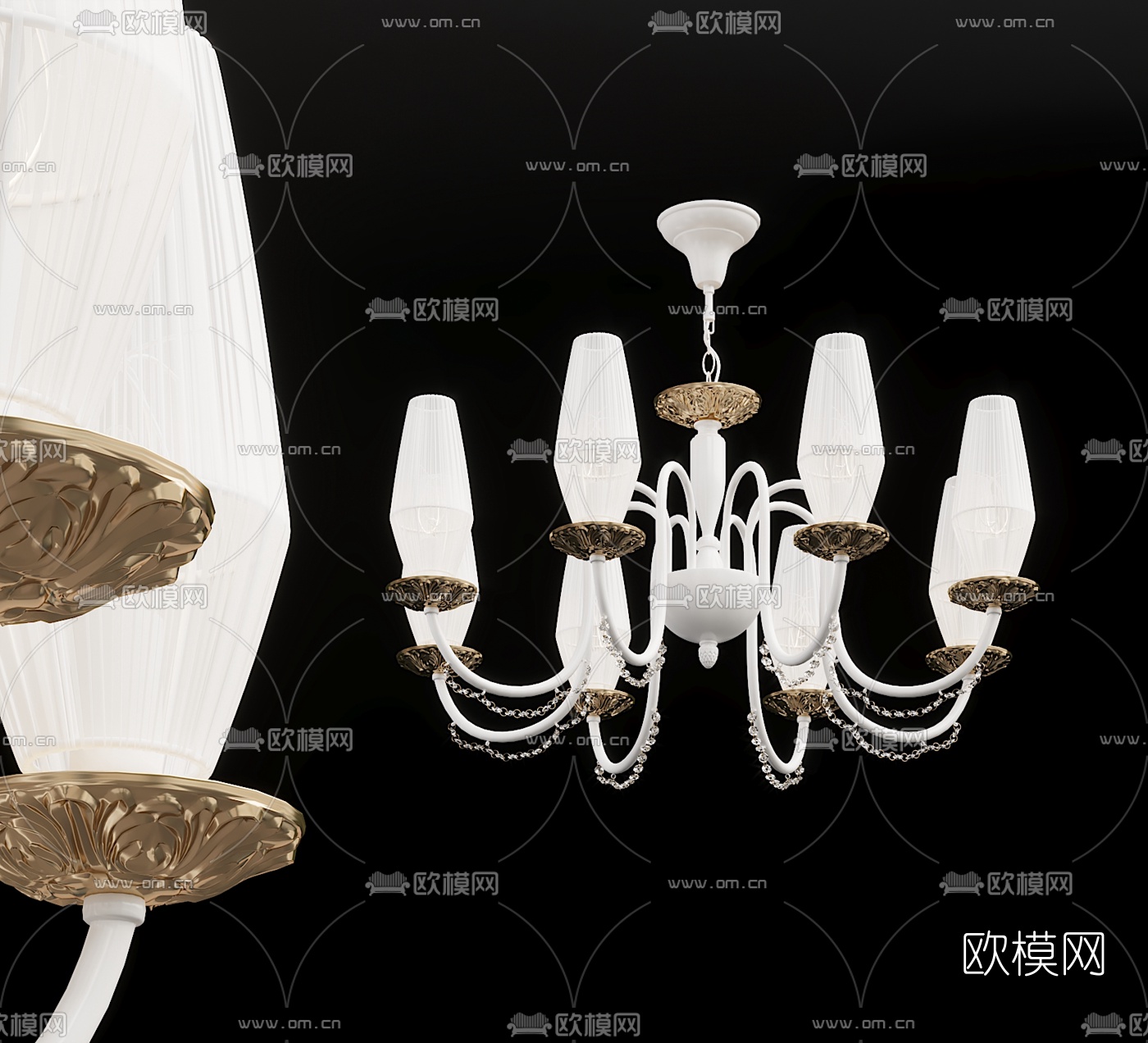 欧式玻璃多头吊灯3d模型下载