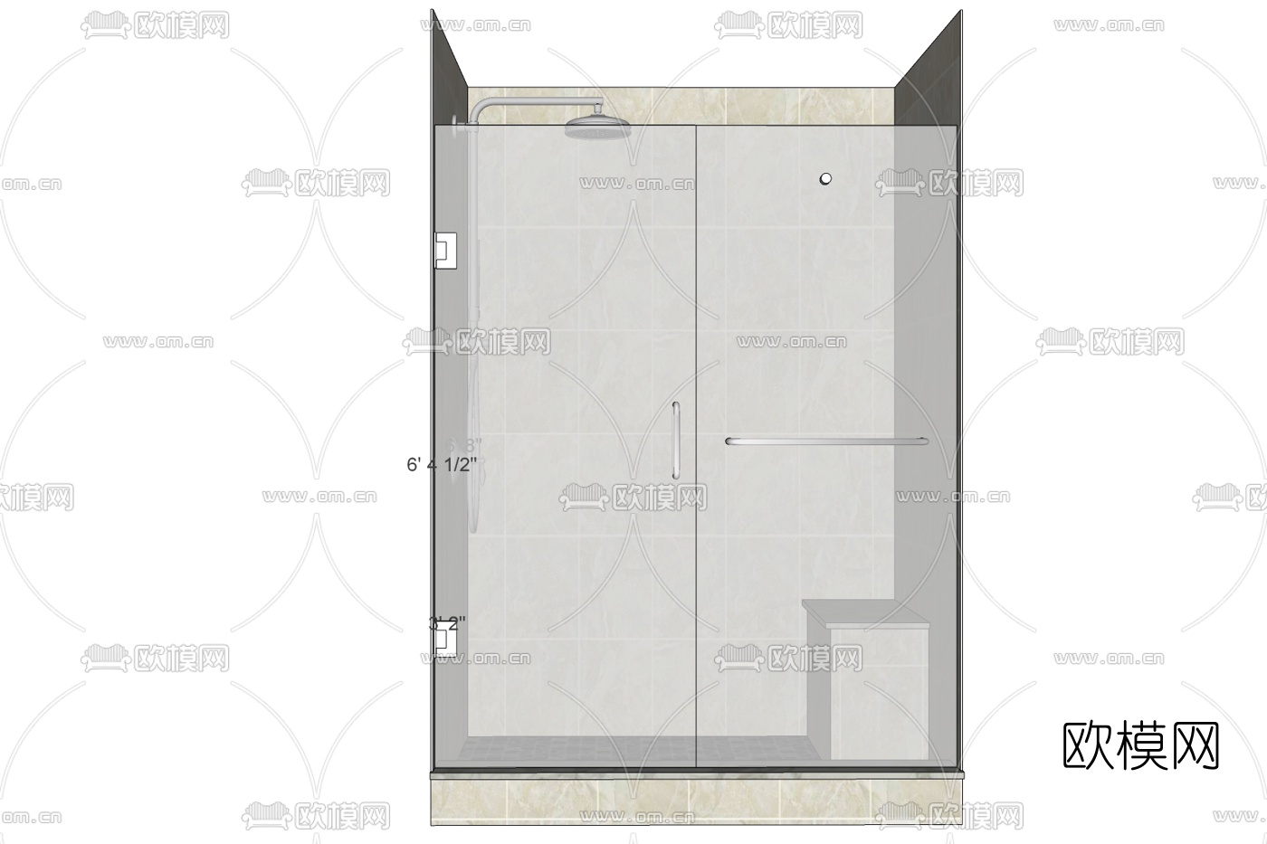 现代玻璃淋浴房免费su模型下载