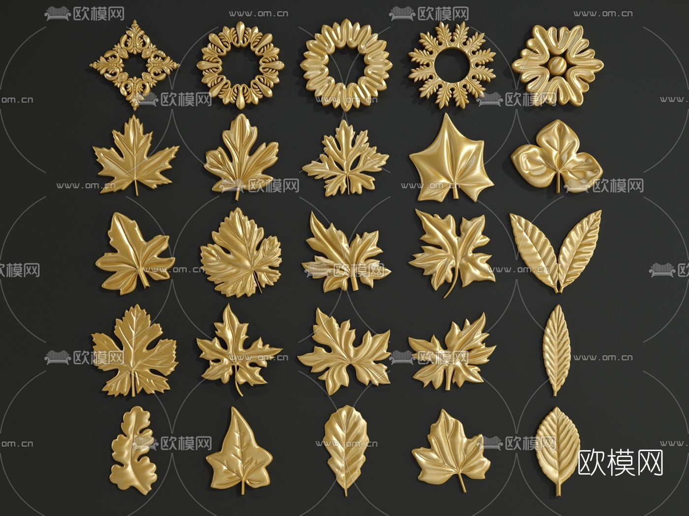 欧式金属雕花构件3d模型