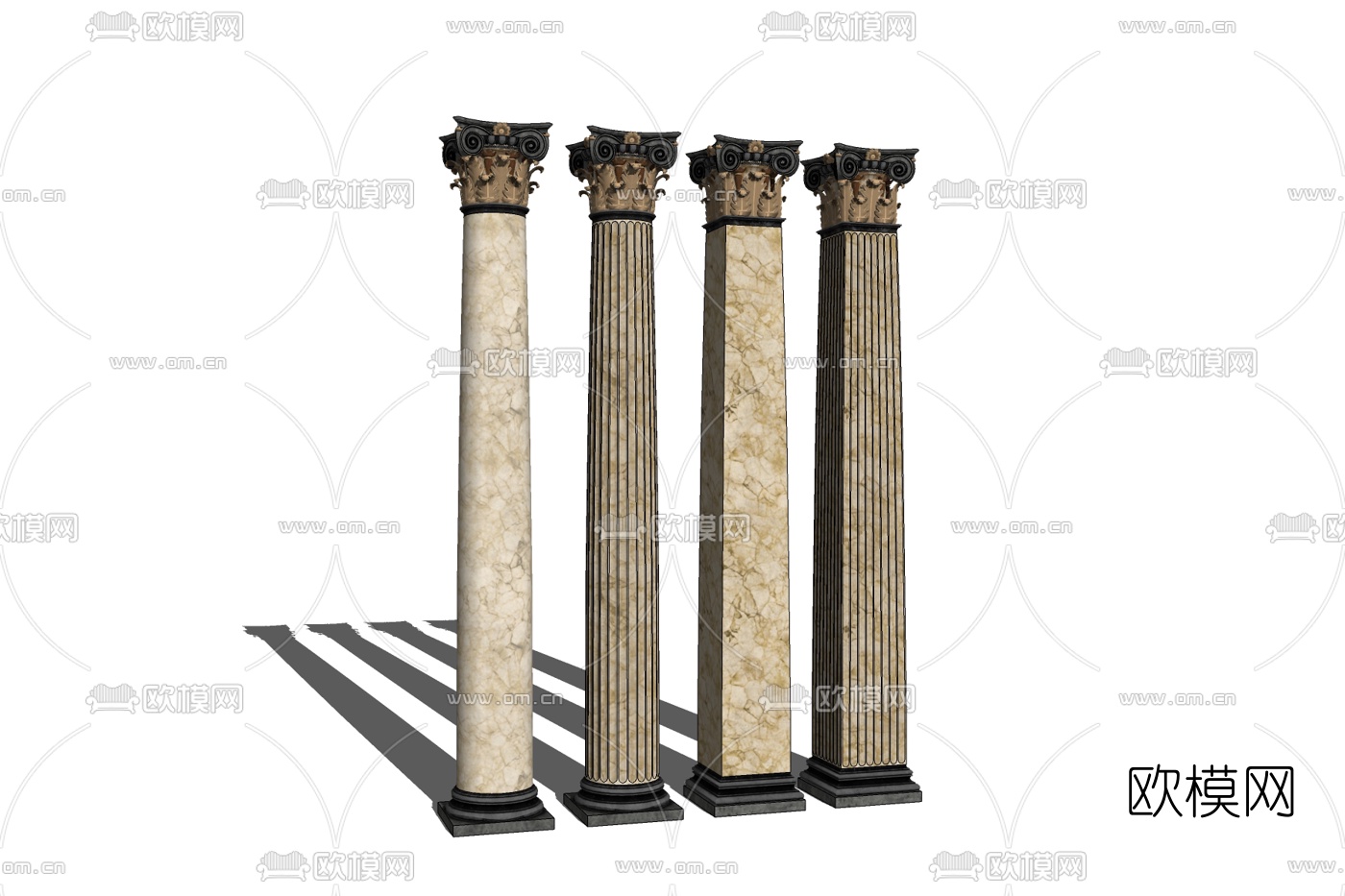 欧式雕花罗马柱免费su模型下载