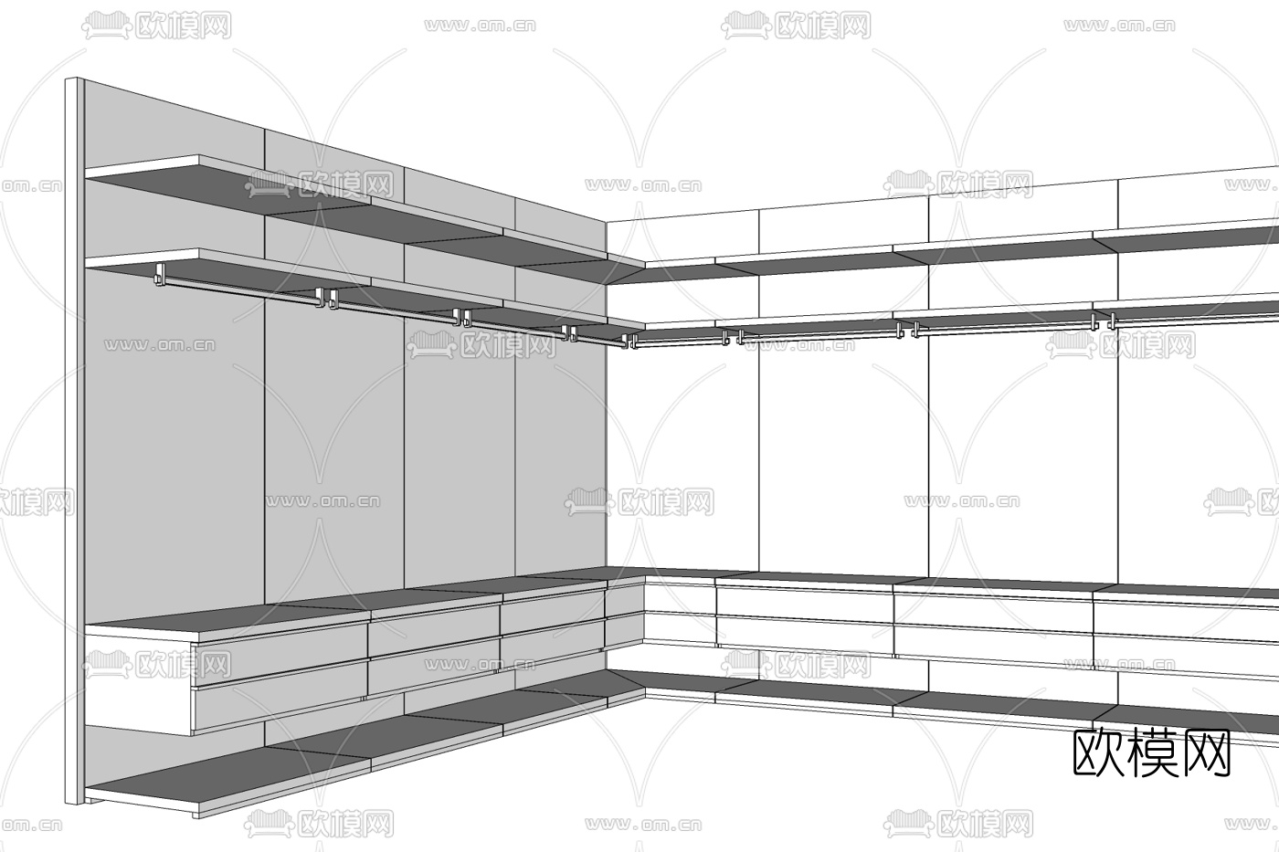 现代衣柜免费su模型下载