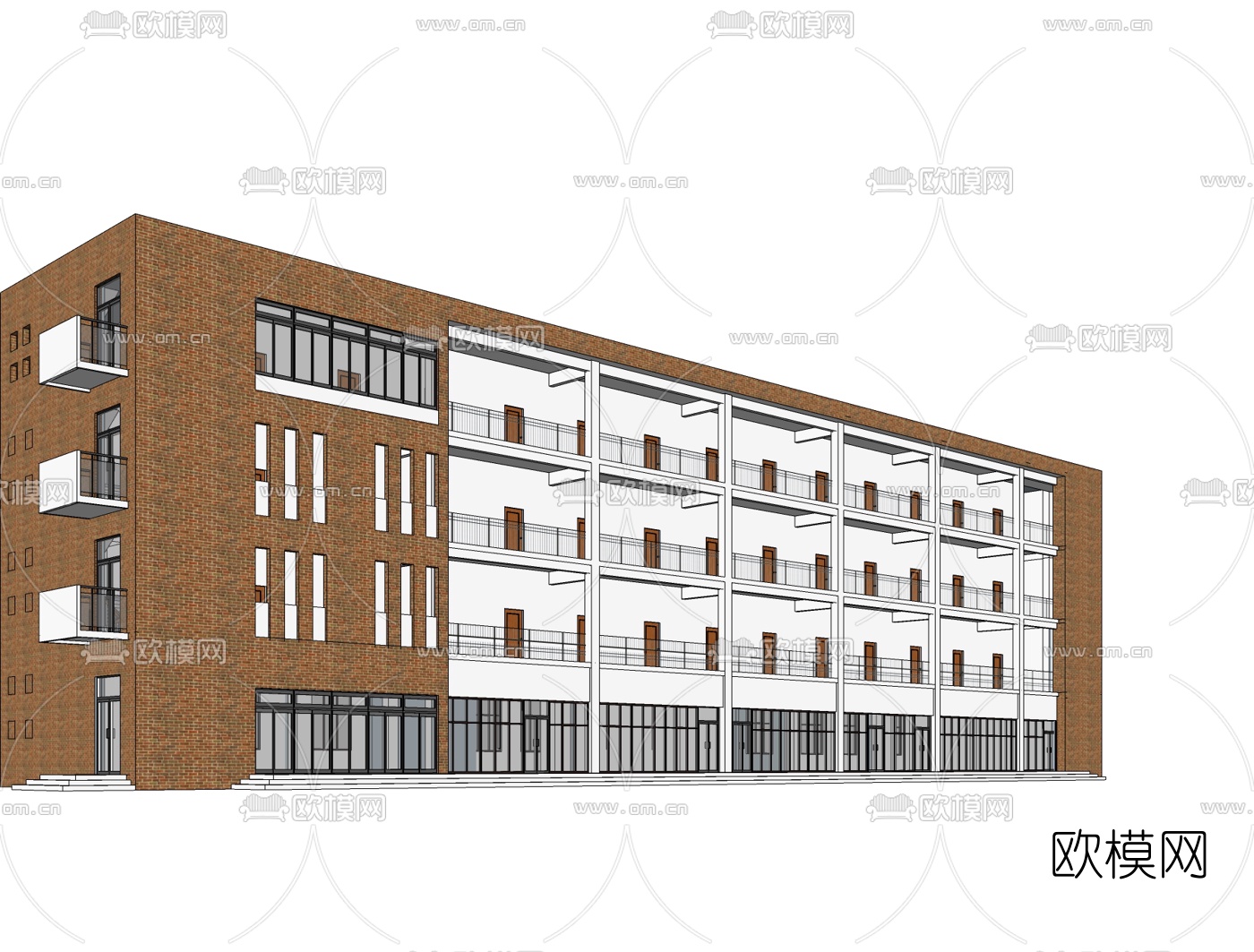 现代学校教学楼免费su模型下载