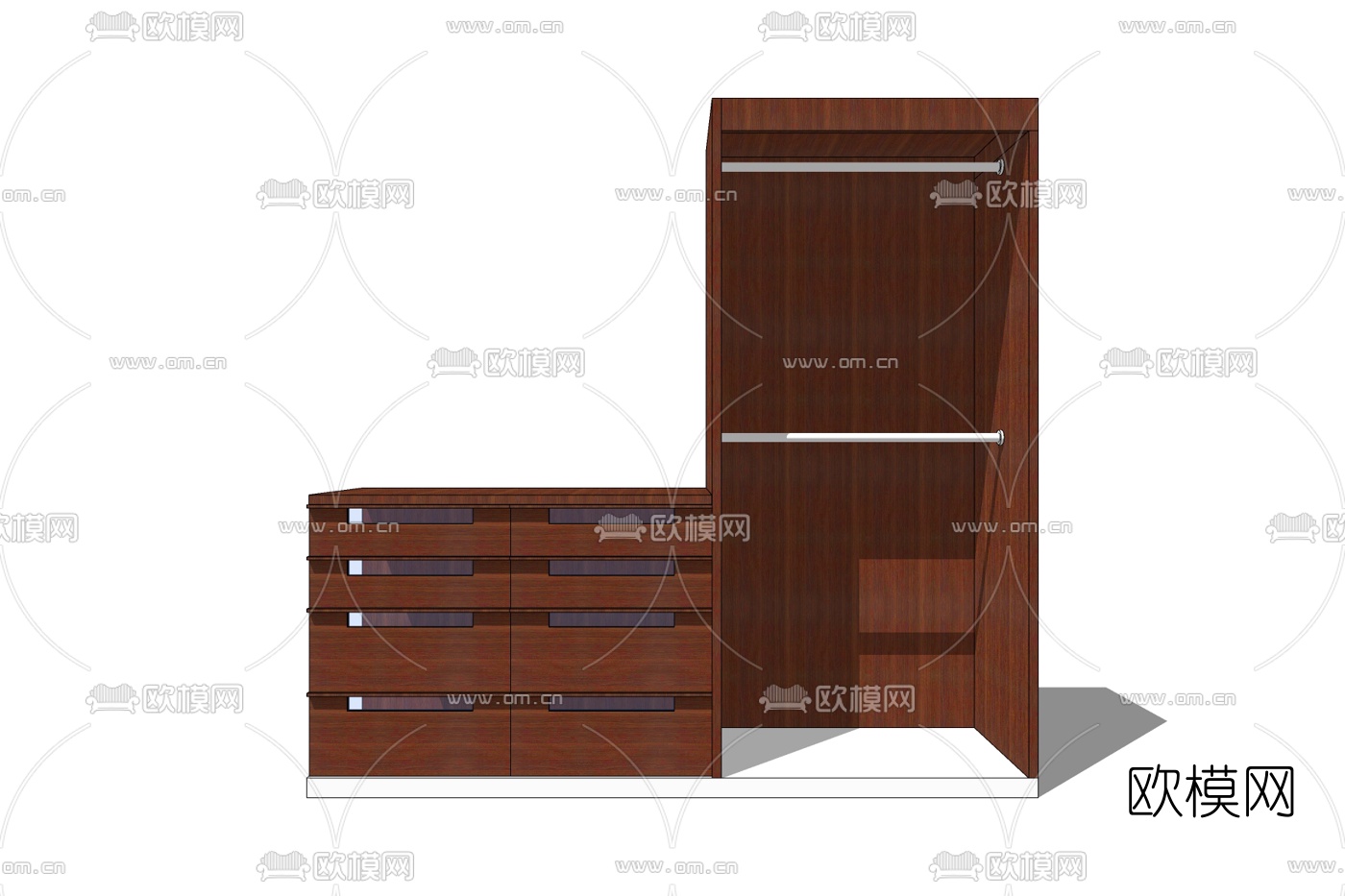 现代实木衣柜免费su模型下载