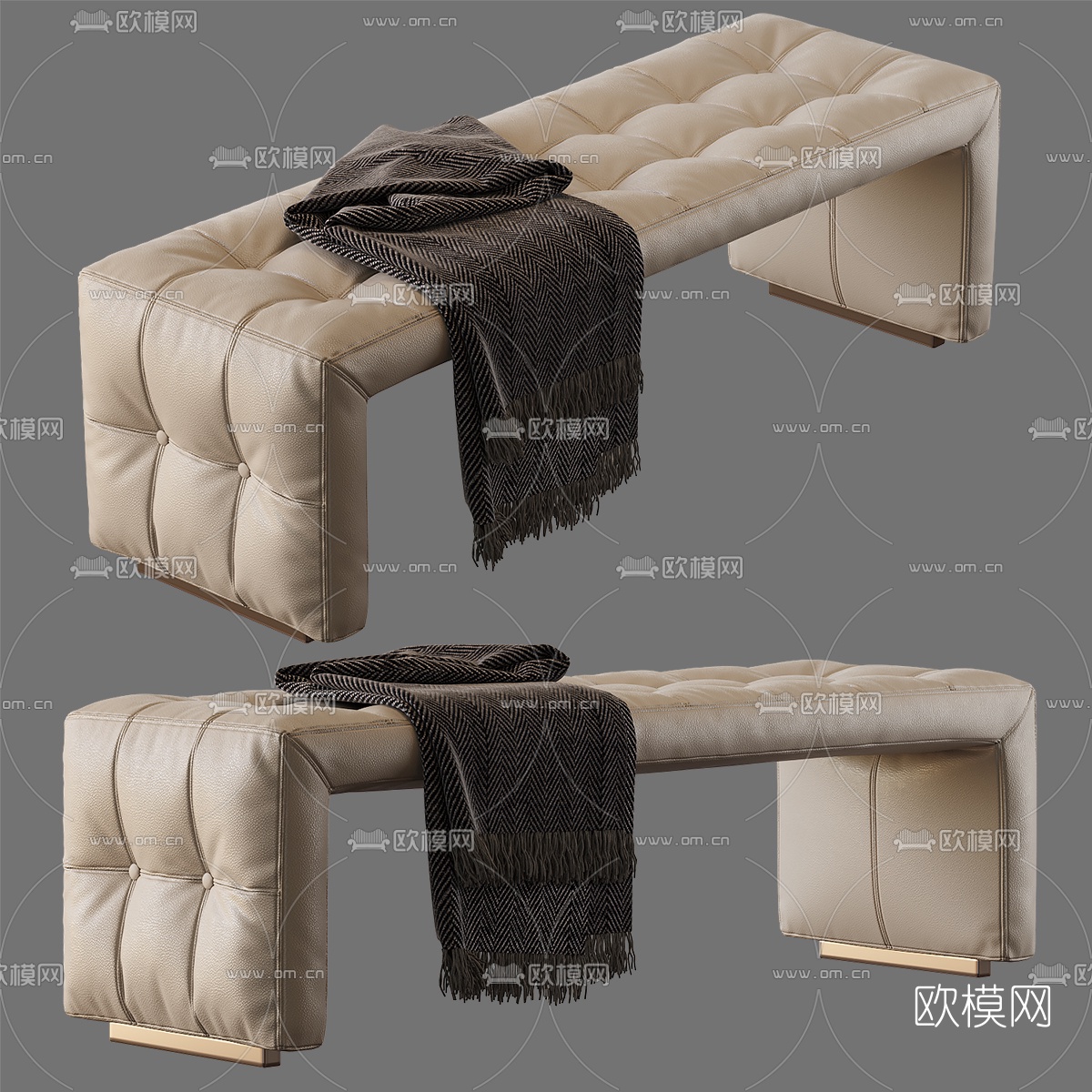 现代皮革脚踏3d模型下载（渲染图1）