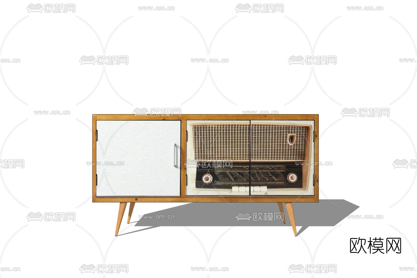 北欧实木边柜免费su模型下载