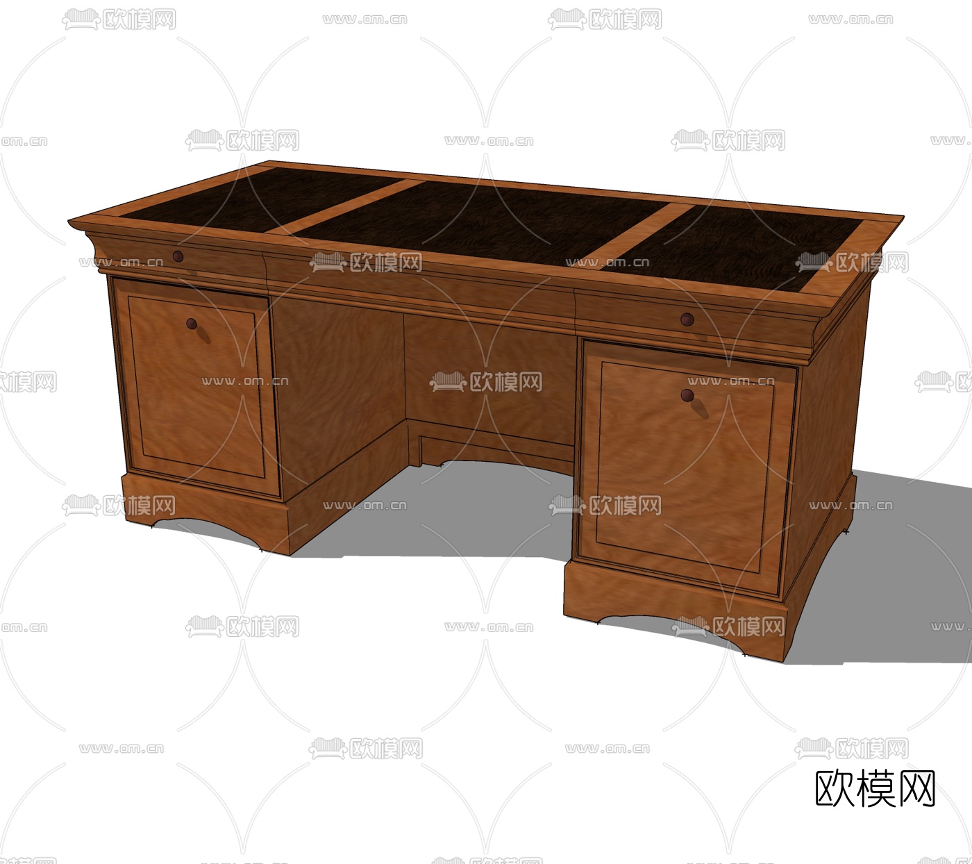 简欧实木书桌免费su模型下载