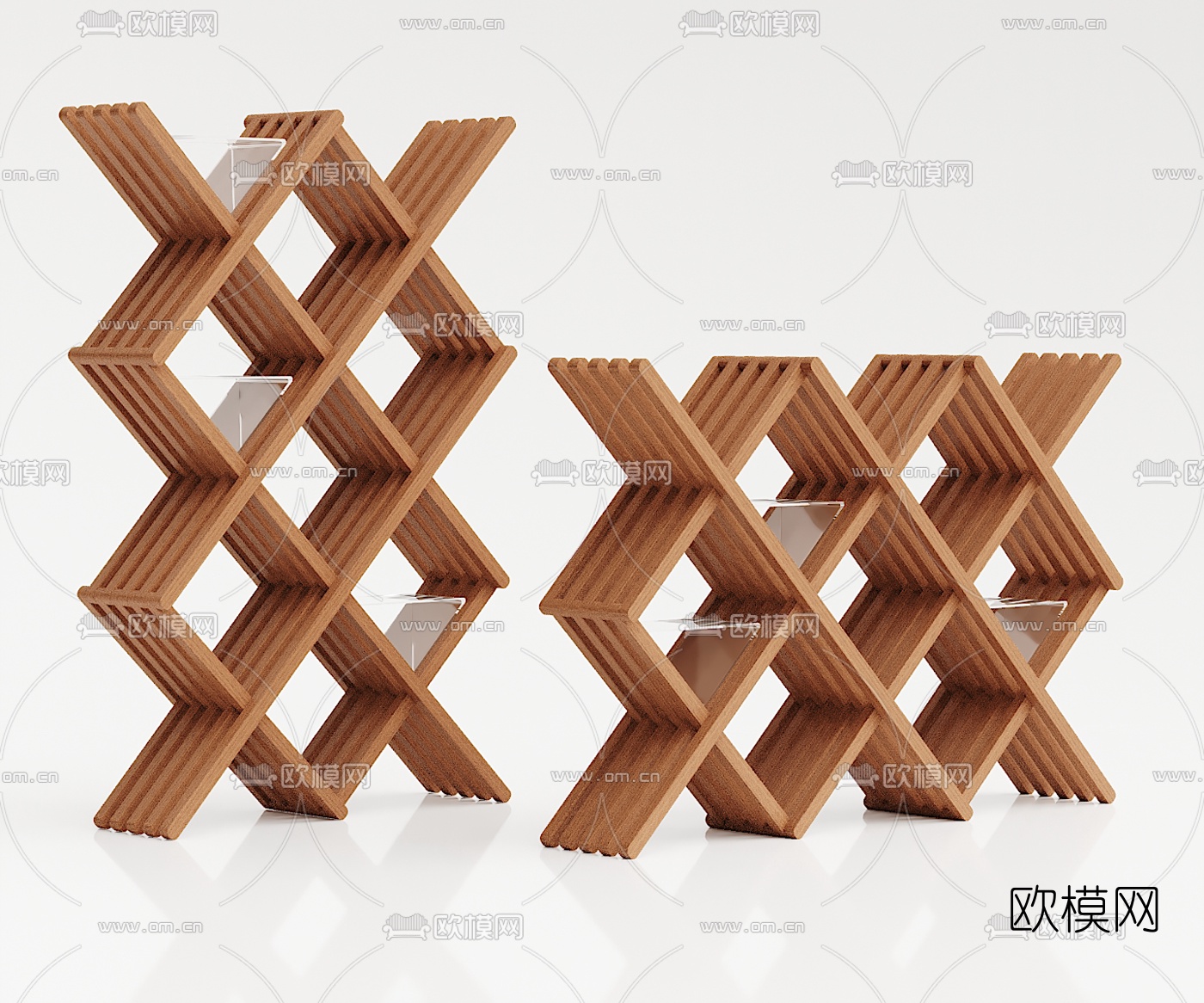 现代实木创意书架3d模型下载