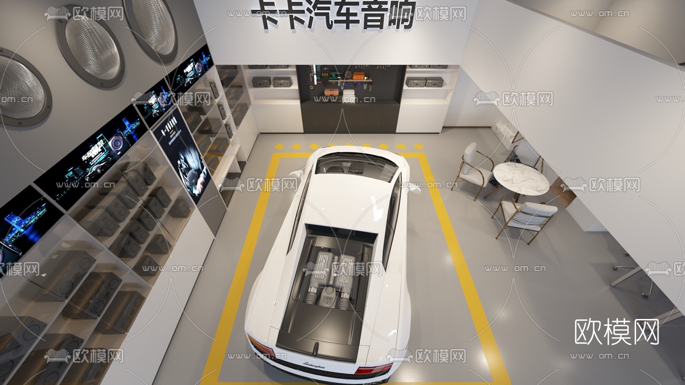 现代汽车音响店3d模型下载（渲染图2）