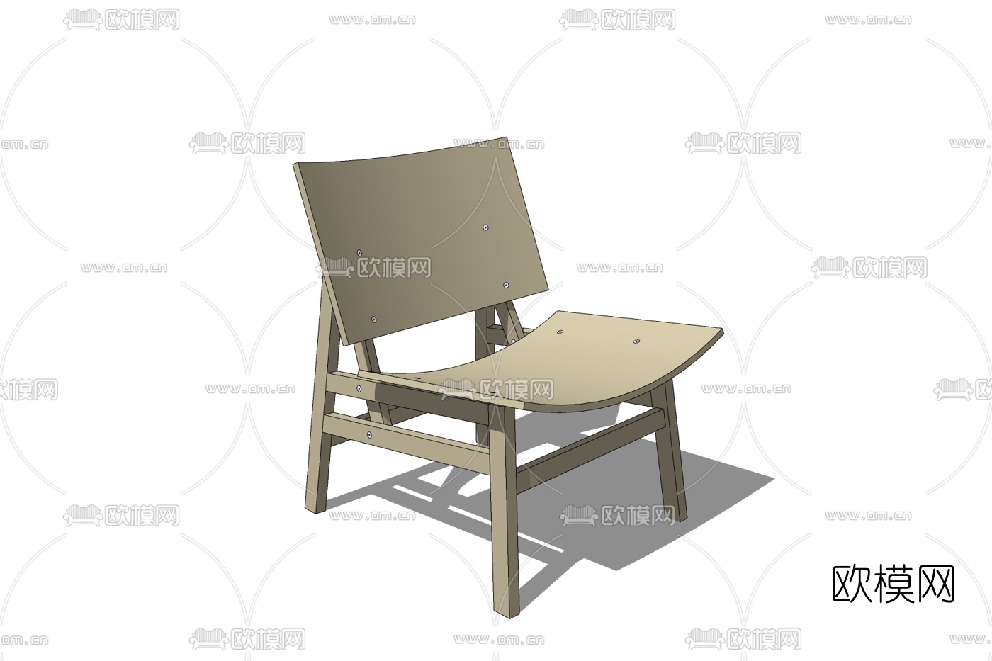 现代实木休闲椅免费su模型下载