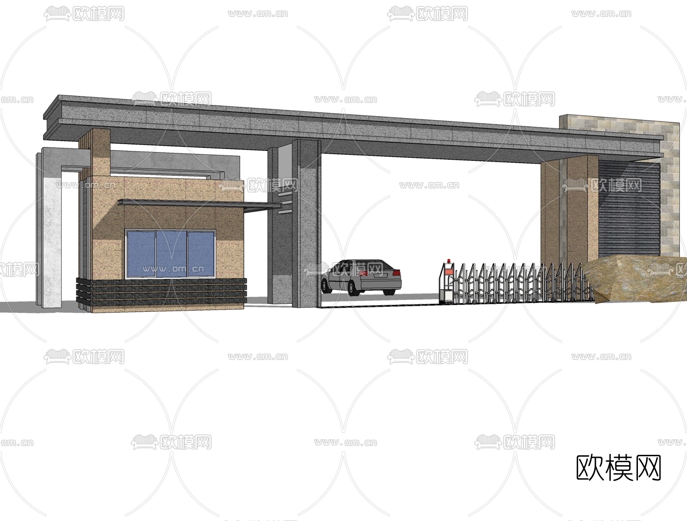 现代小区门头免费su模型下载
