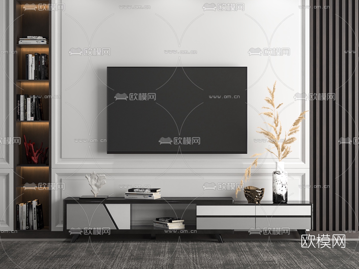 现代简约电视柜3d模型-免费3dmax模型库-欧模网