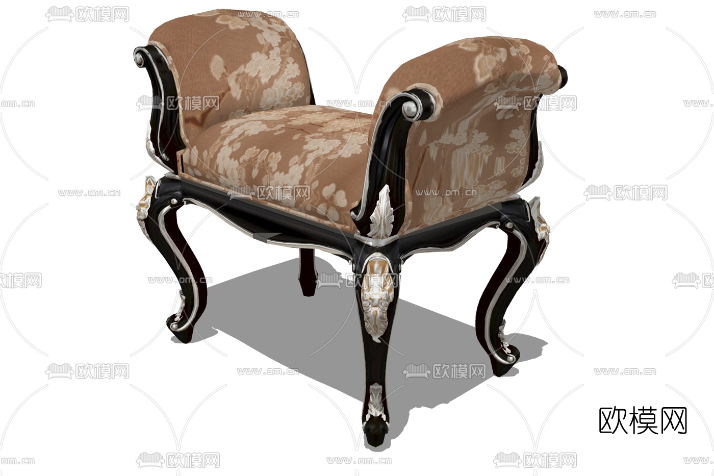 欧式古典布艺脚踏免费su模型下载