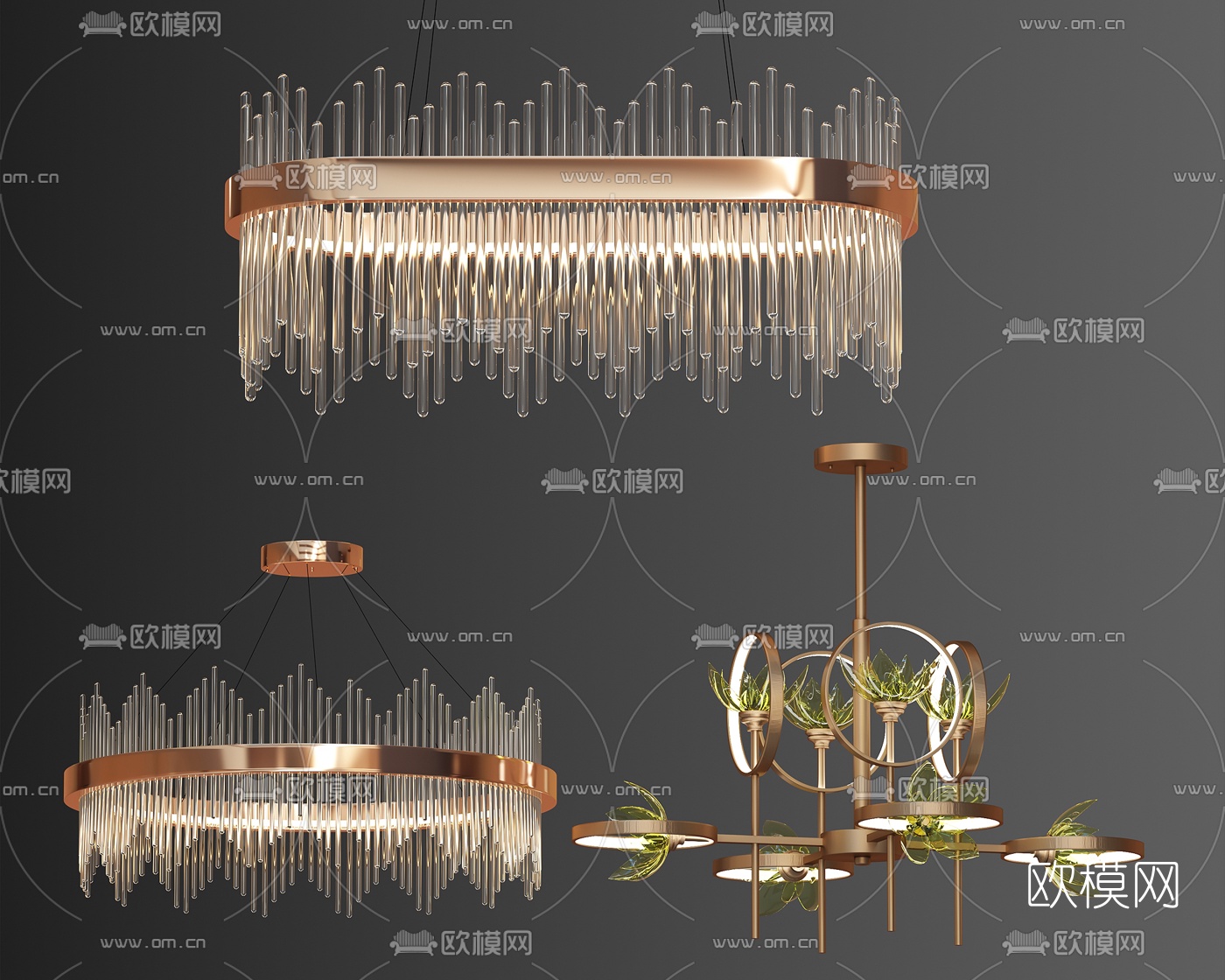 新中式水晶吊灯3d模型下载