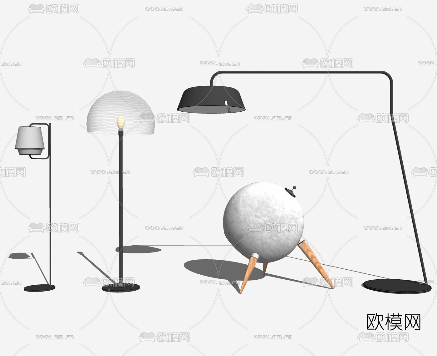 现代金属落地灯su模型下载