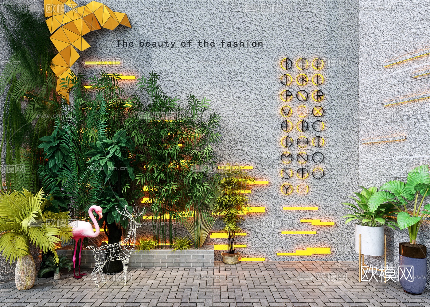 现代庭院植物园艺小品3d模型下载