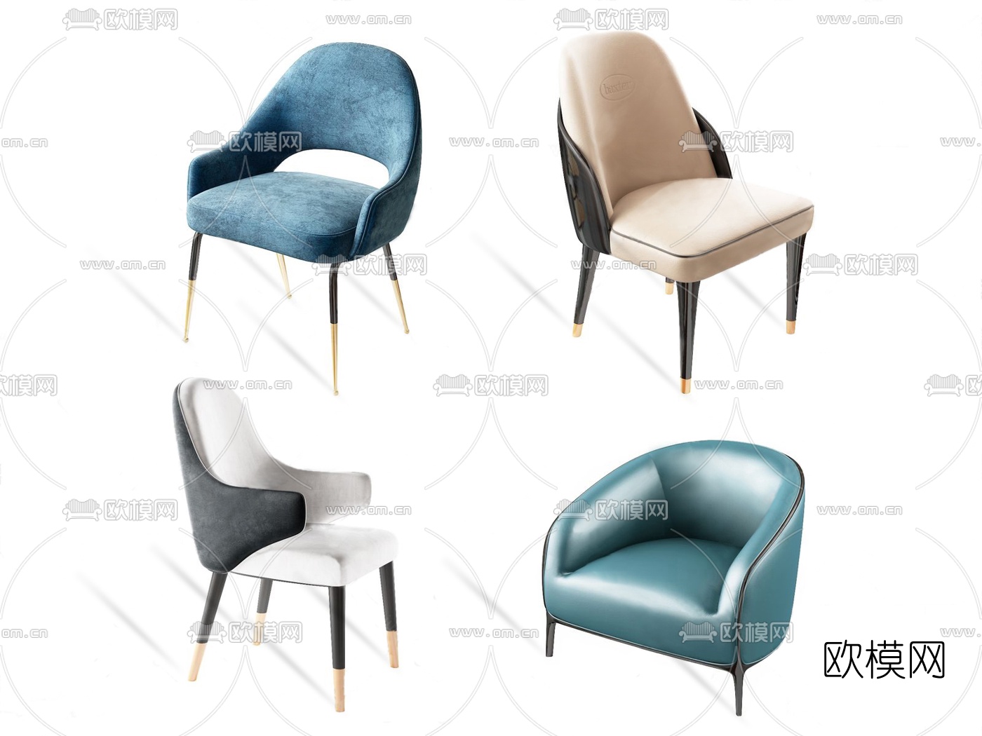 BAXTER 现代布艺单椅组合3d模型下载