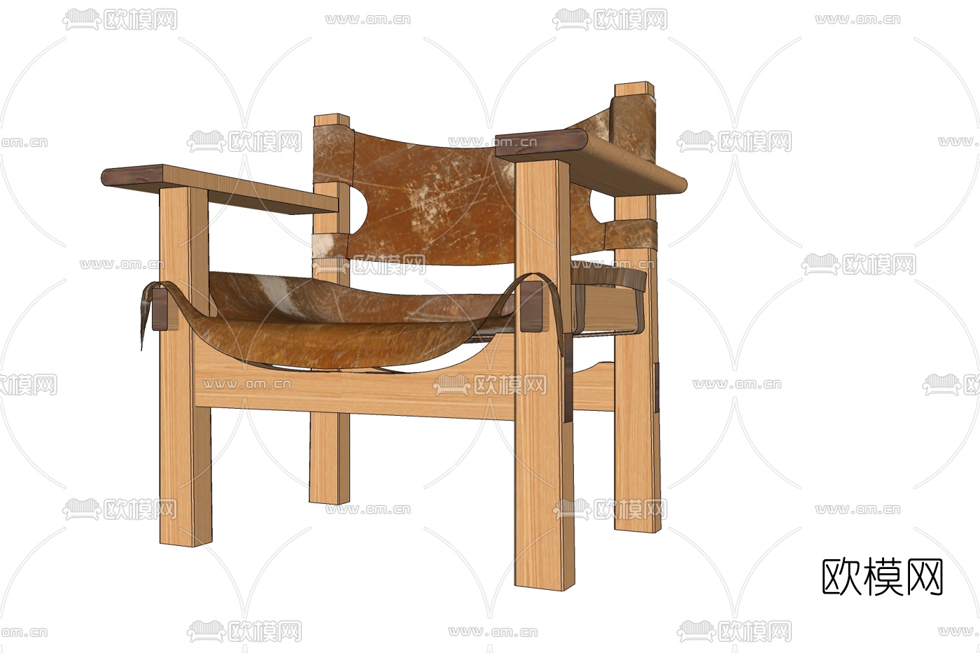 现代实木单椅免费su模型下载