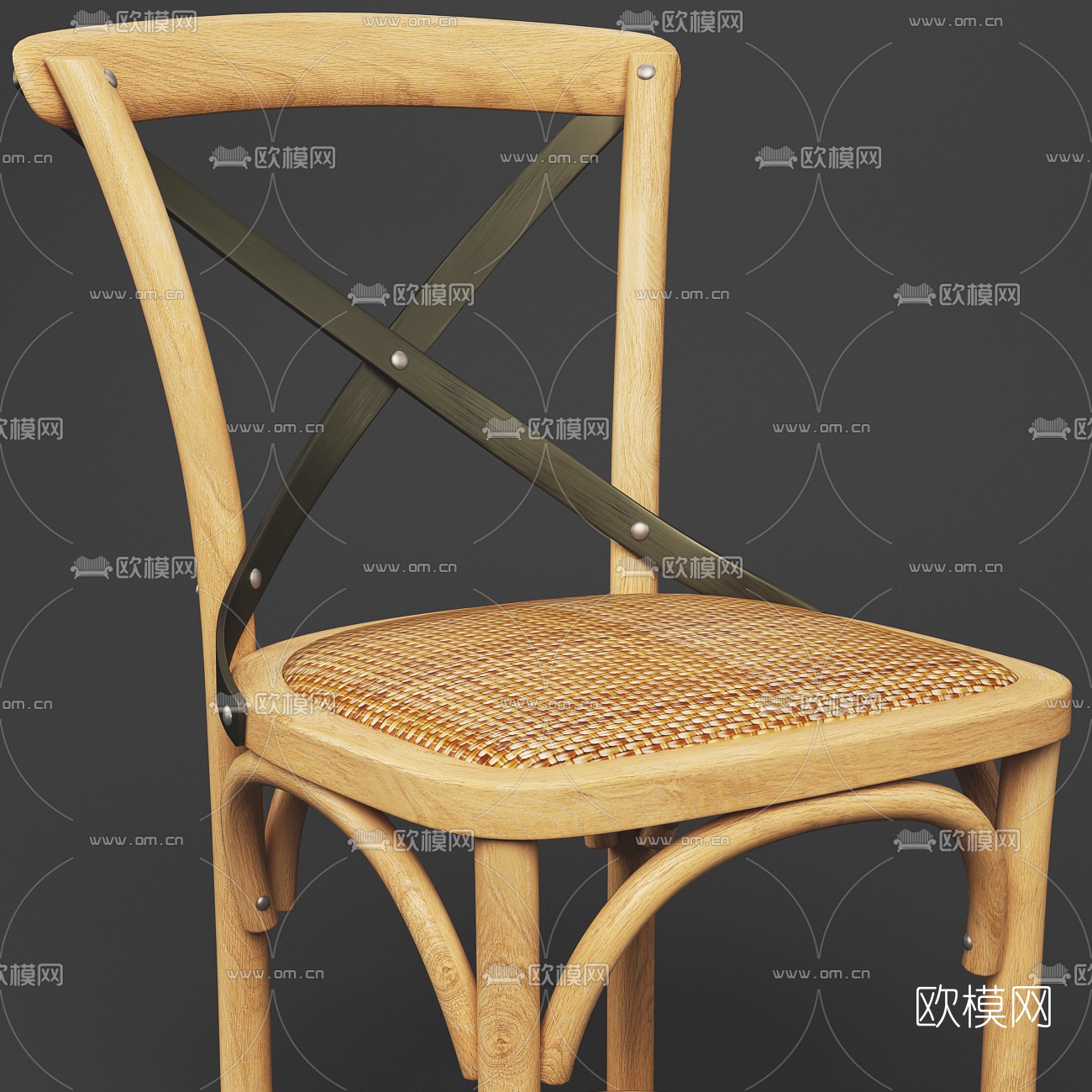 工业风原木单椅3d模型下载（渲染图2）