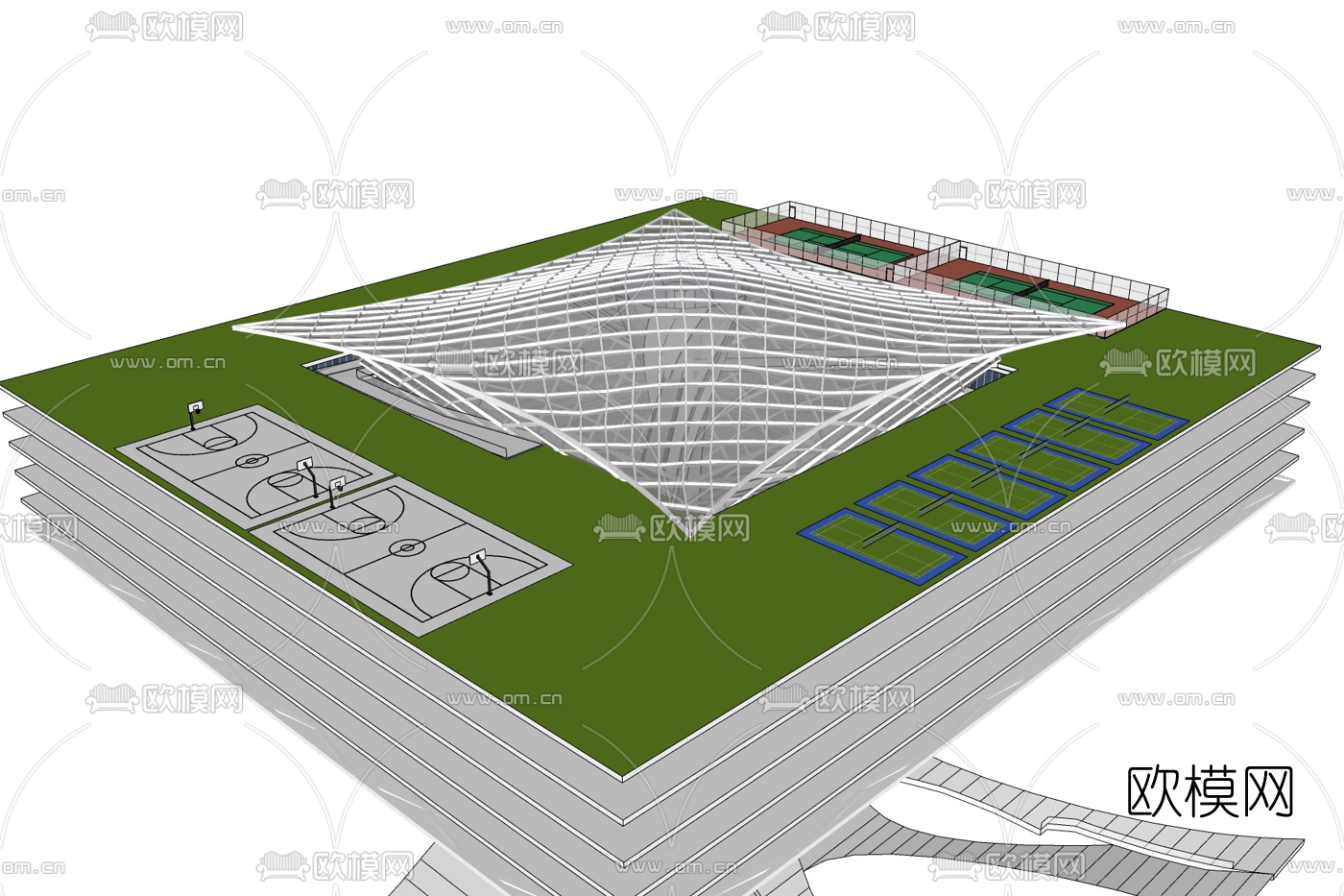 现代体育馆免费su模型下载