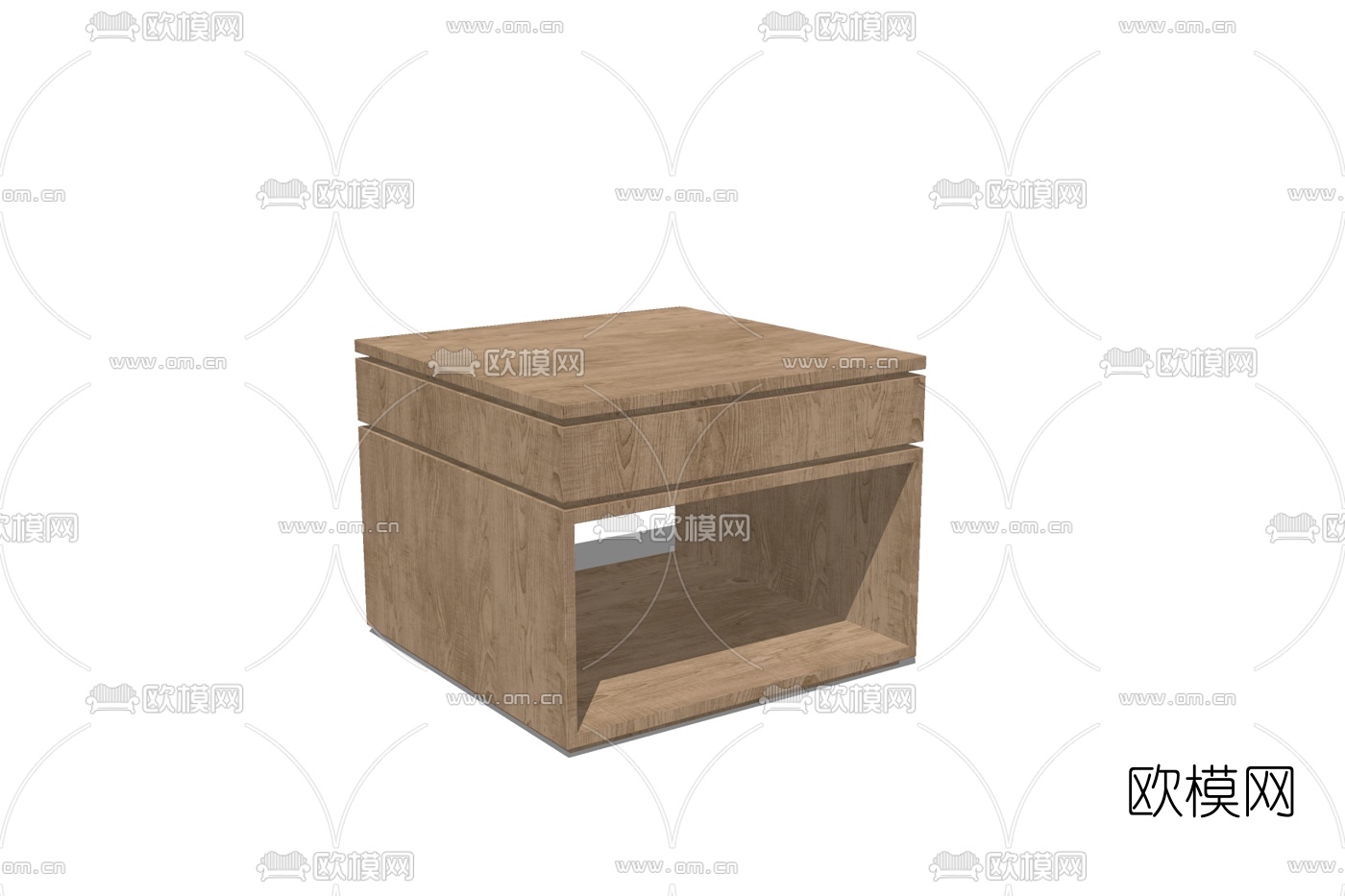 现代实木床头柜免费su模型下载