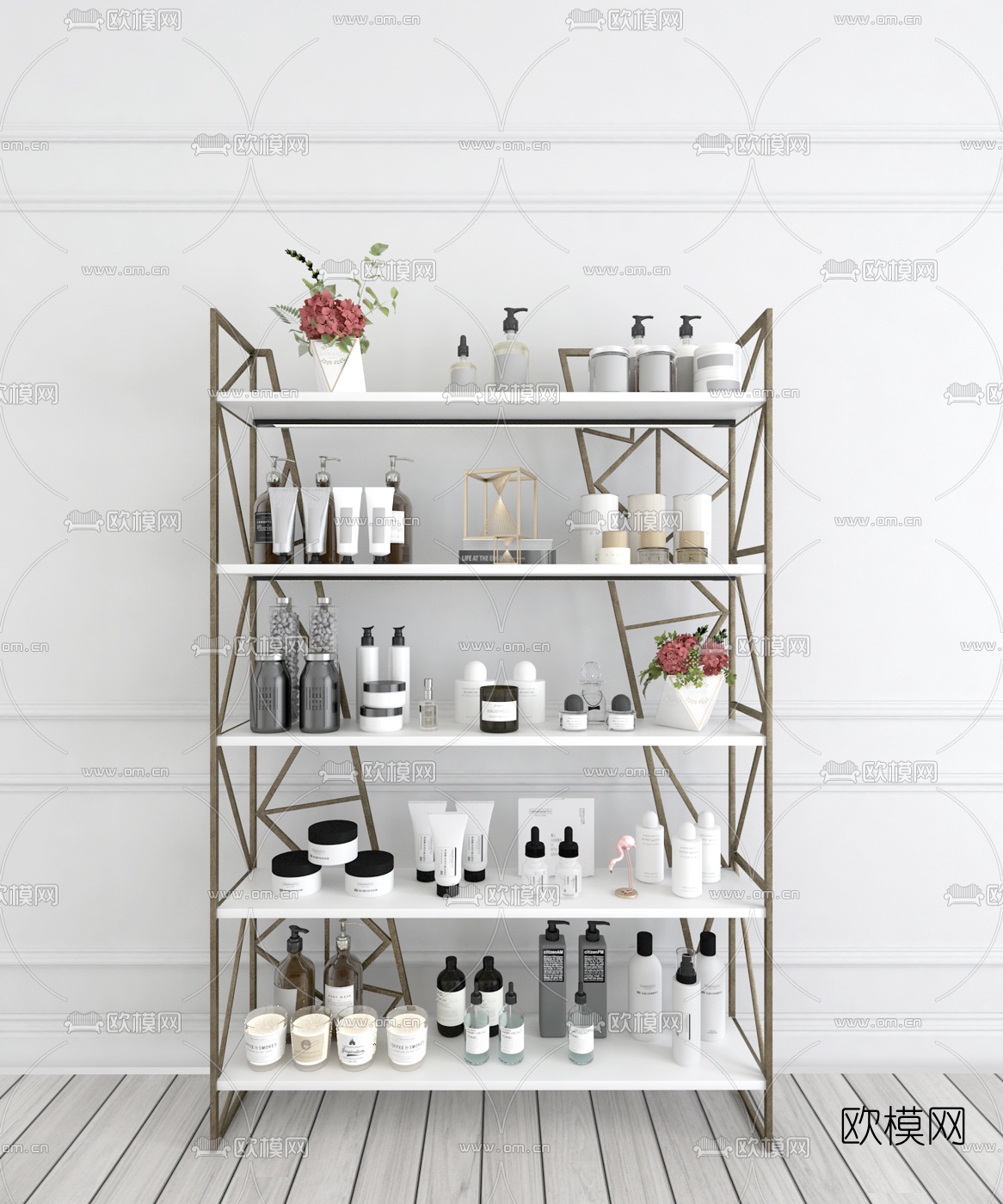 现代沐浴用品洗发水组合3d模型下载