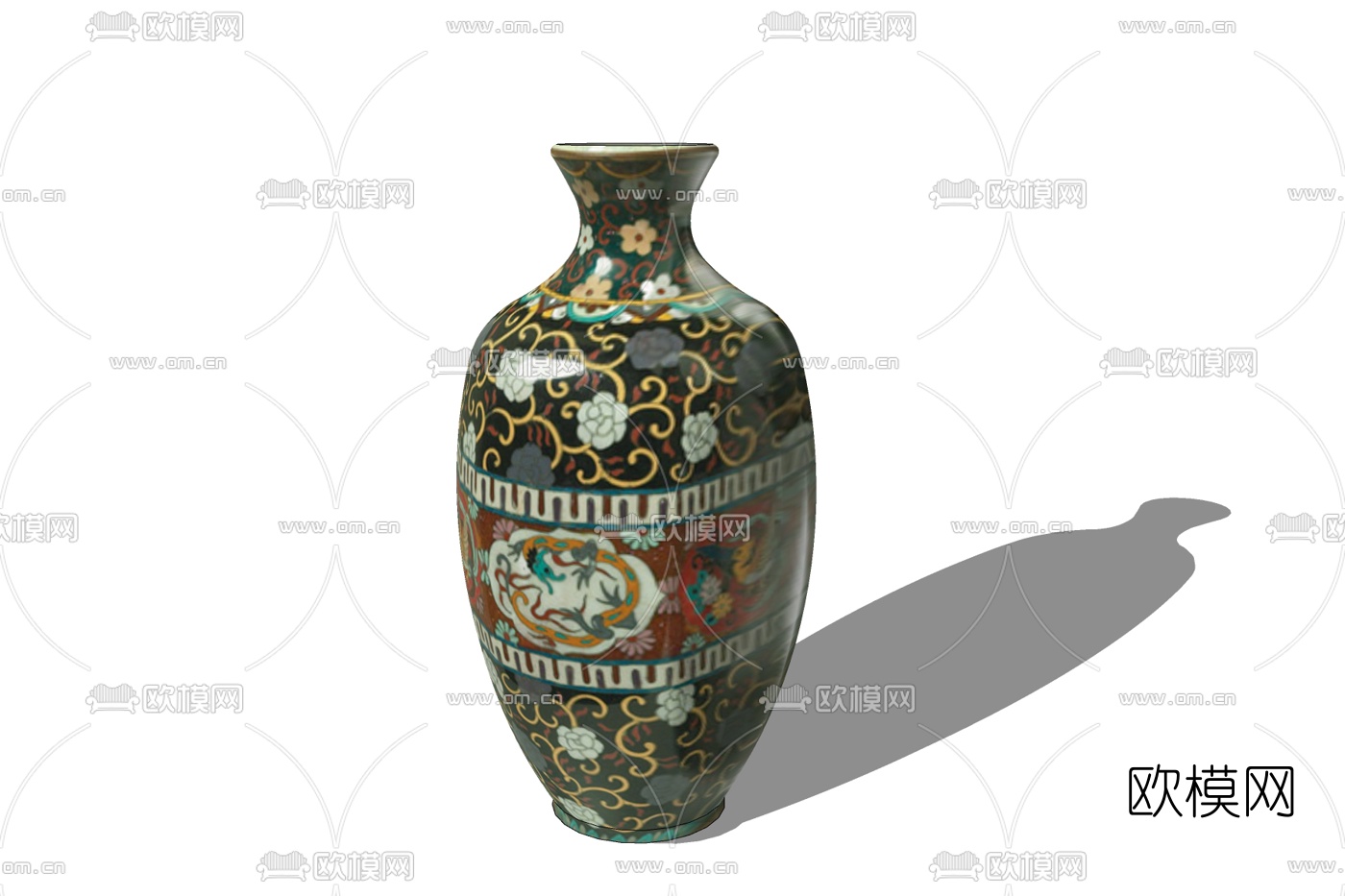 中式陶瓷花瓶免费su模型下载