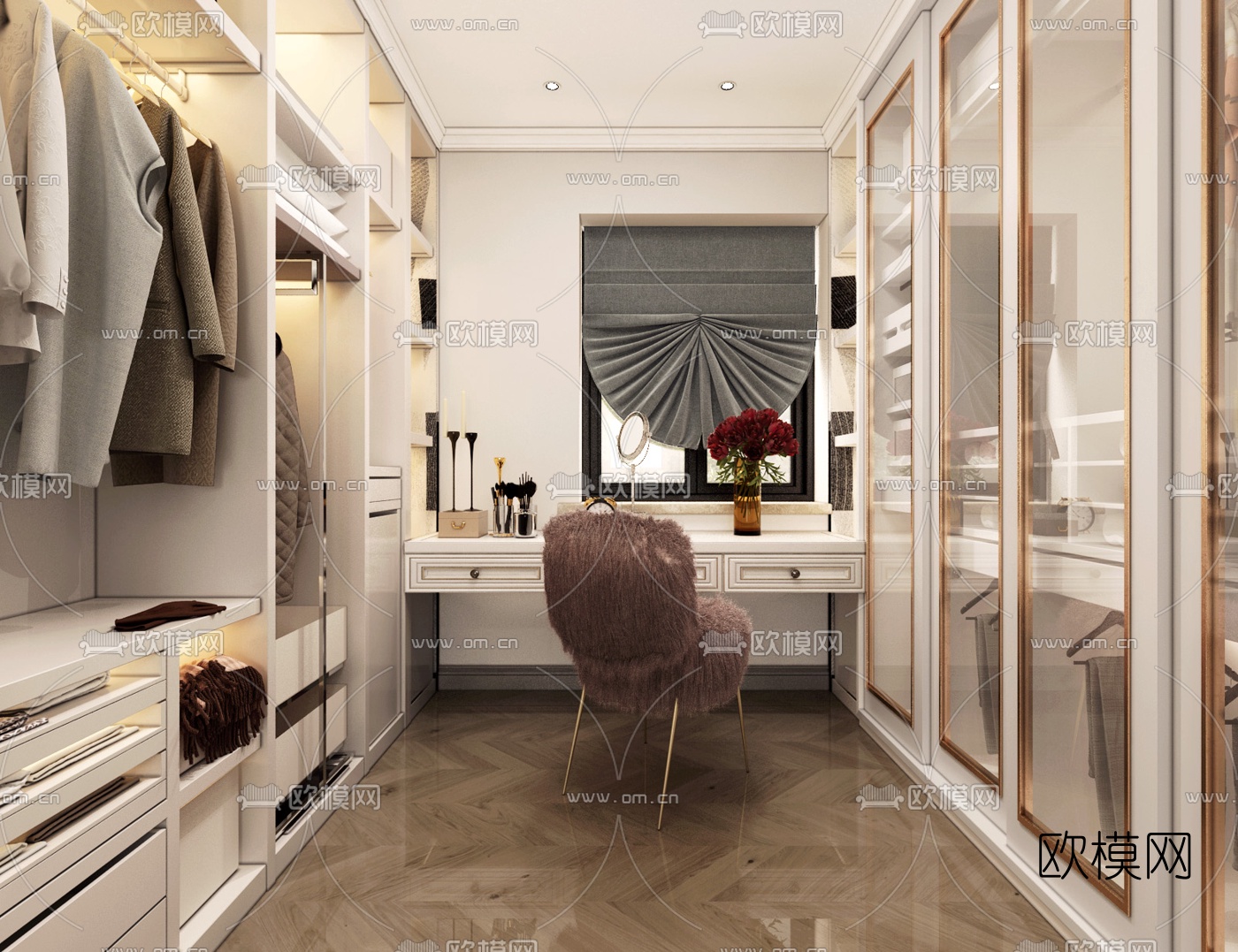 简欧衣帽间免费3d模型下载